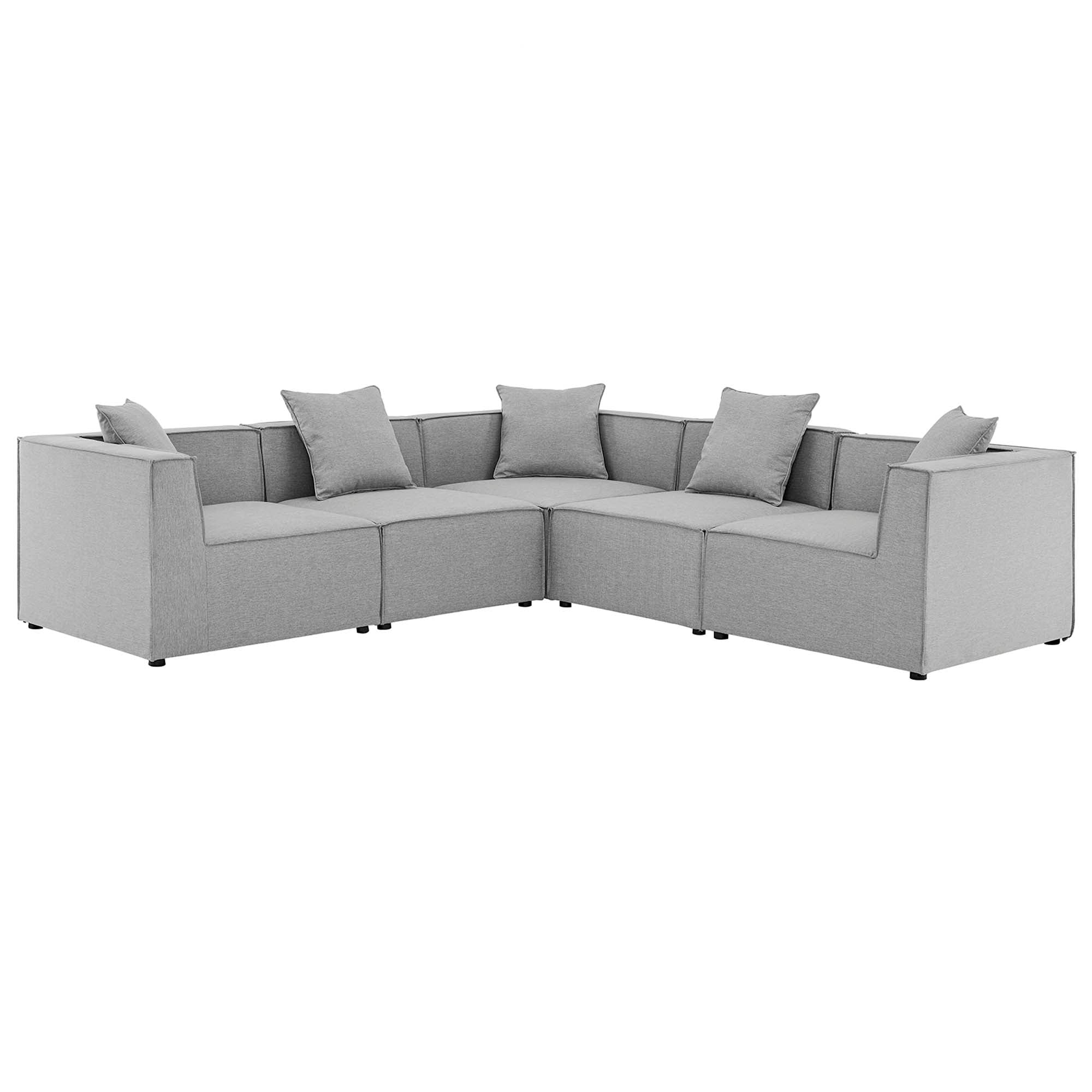 Modway Saybrook 5-Piece Outdoor Patio Upholstered Sectional Sofa