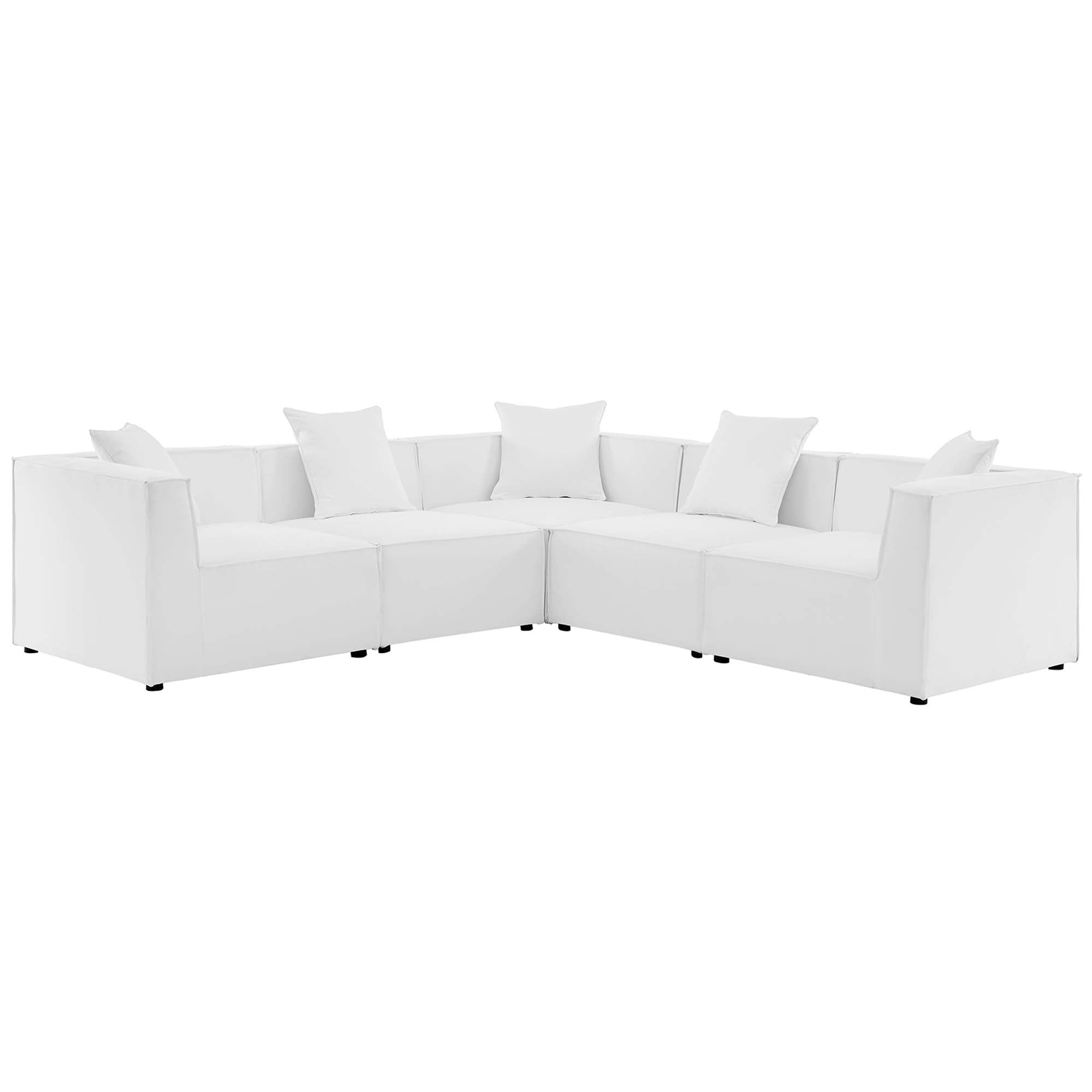 Modway Saybrook 5-Piece Outdoor Patio Upholstered Sectional Sofa