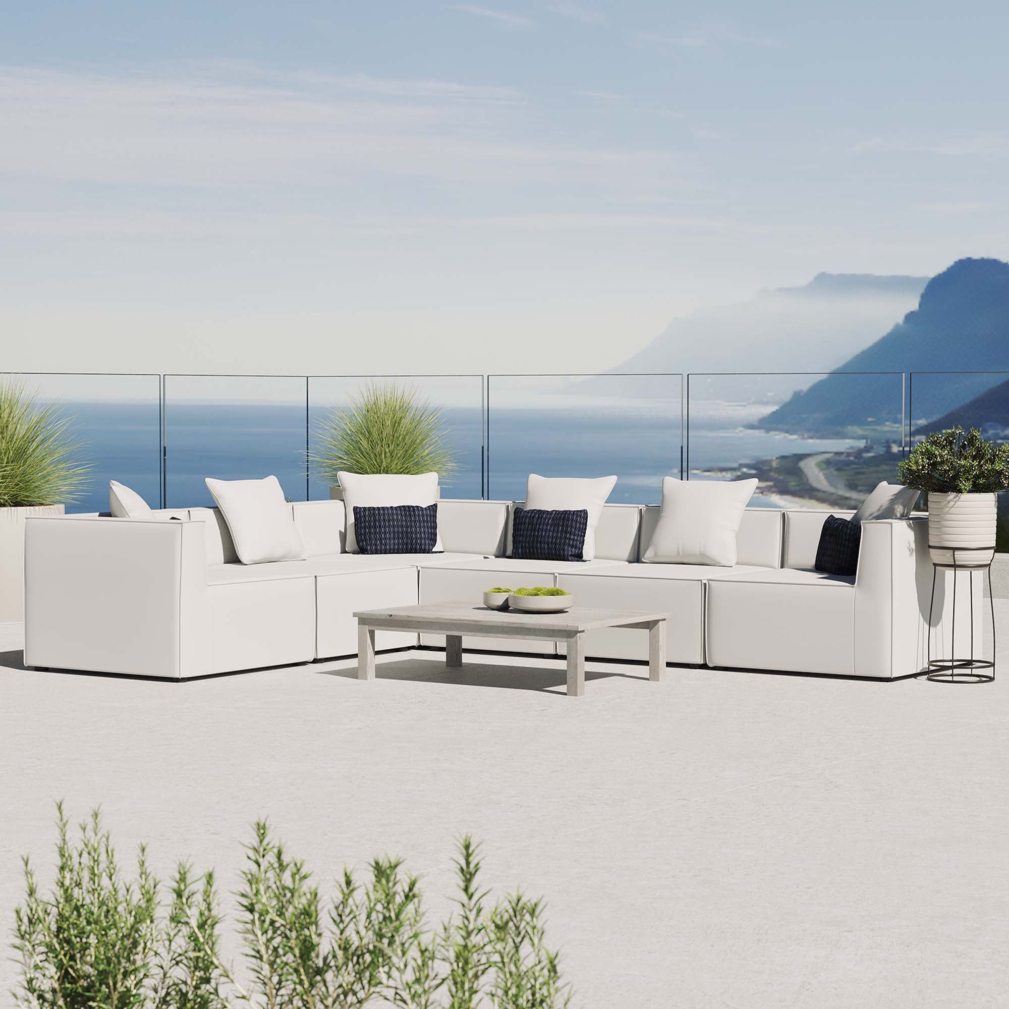 Modway Saybrook 6-Piece Outdoor Patio Upholstered Sectional Sofa