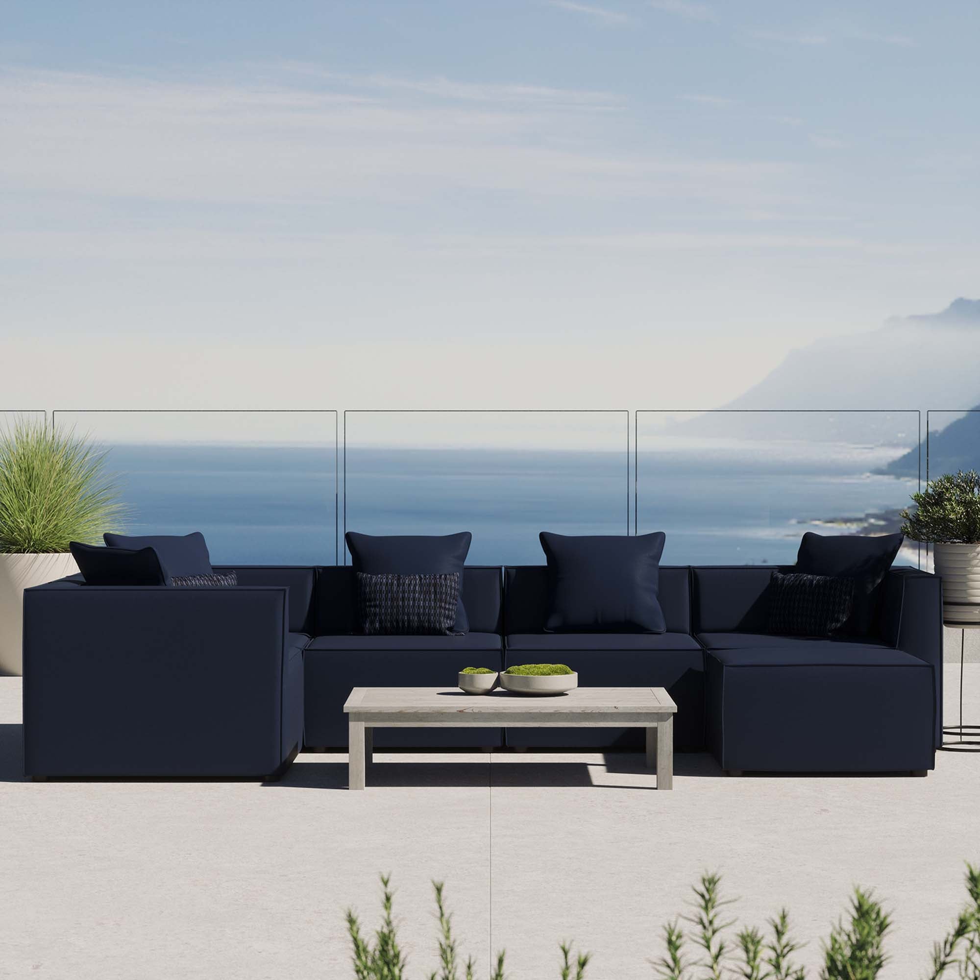 Modway Saybrook 6-Piece Outdoor Patio Upholstered Sectional Sofa