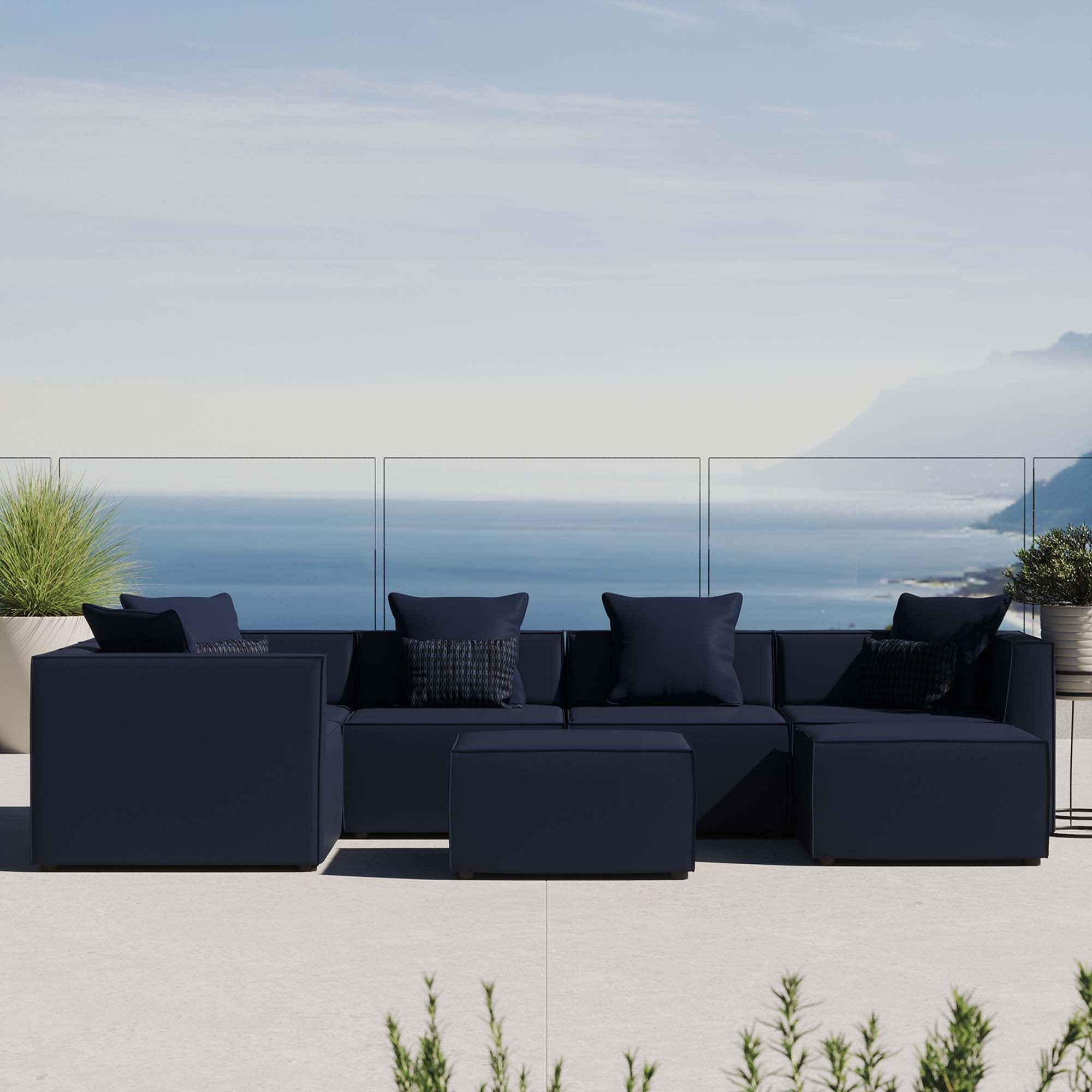 Modway Saybrook 7-Piece Outdoor Patio Upholstered Sectional Sofa