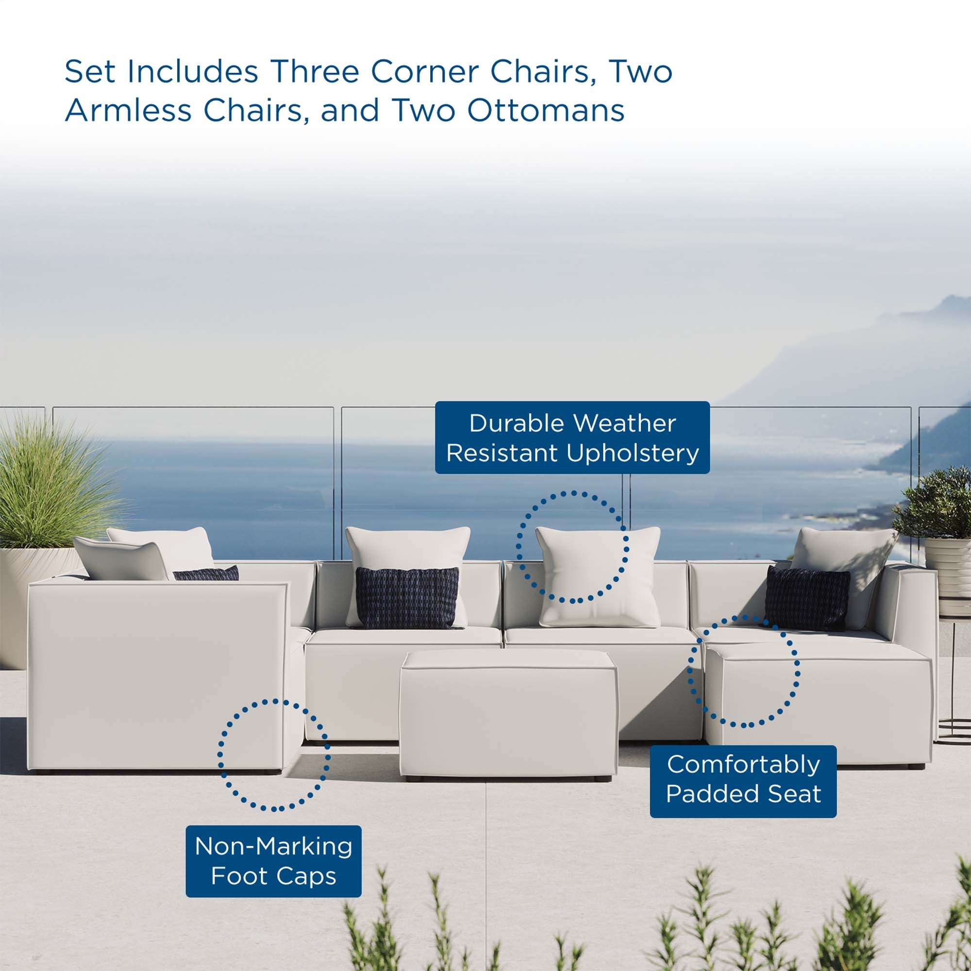 Modway Saybrook 7-Piece Outdoor Patio Upholstered Sectional Sofa