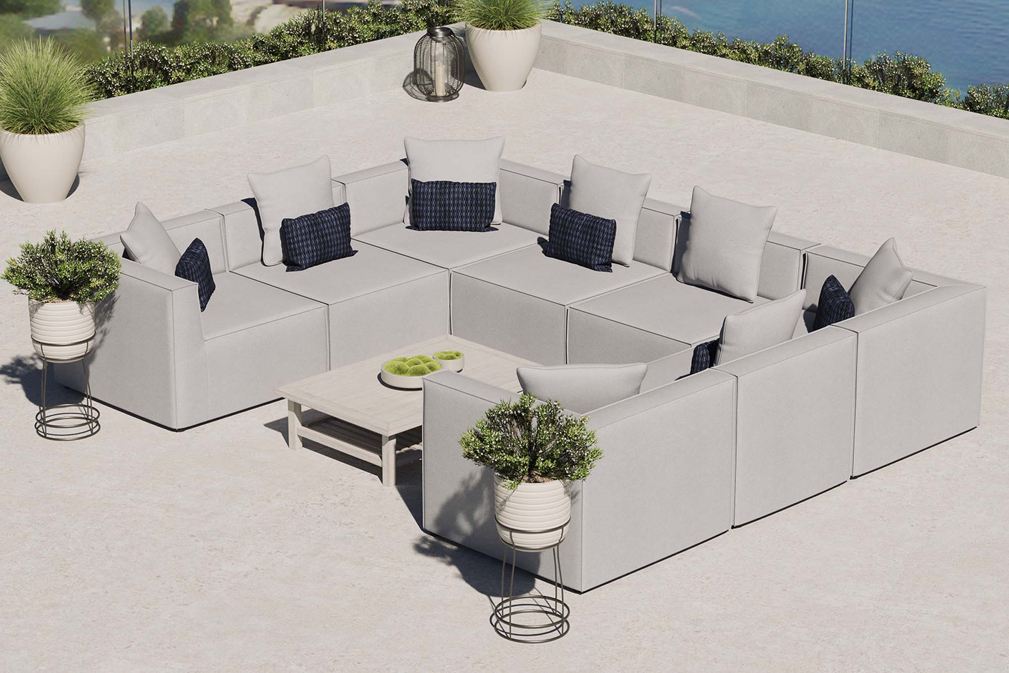 Modway Saybrook 8-Piece Outdoor Patio Upholstered Sectional Sofa