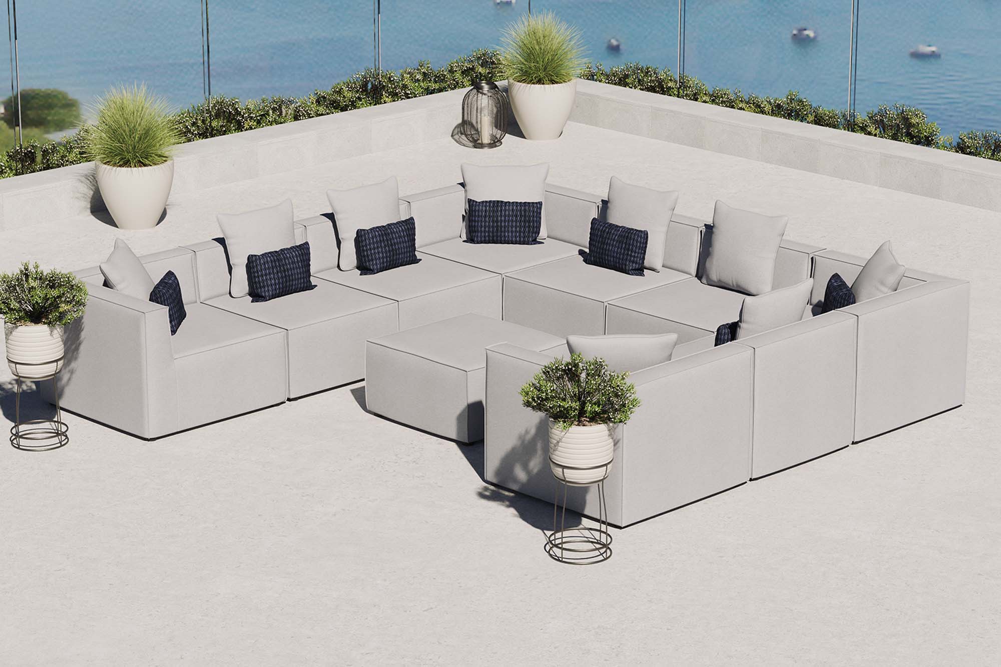 Modway Saybrook 10-Piece Outdoor Patio Upholstered Sectional Sofa
