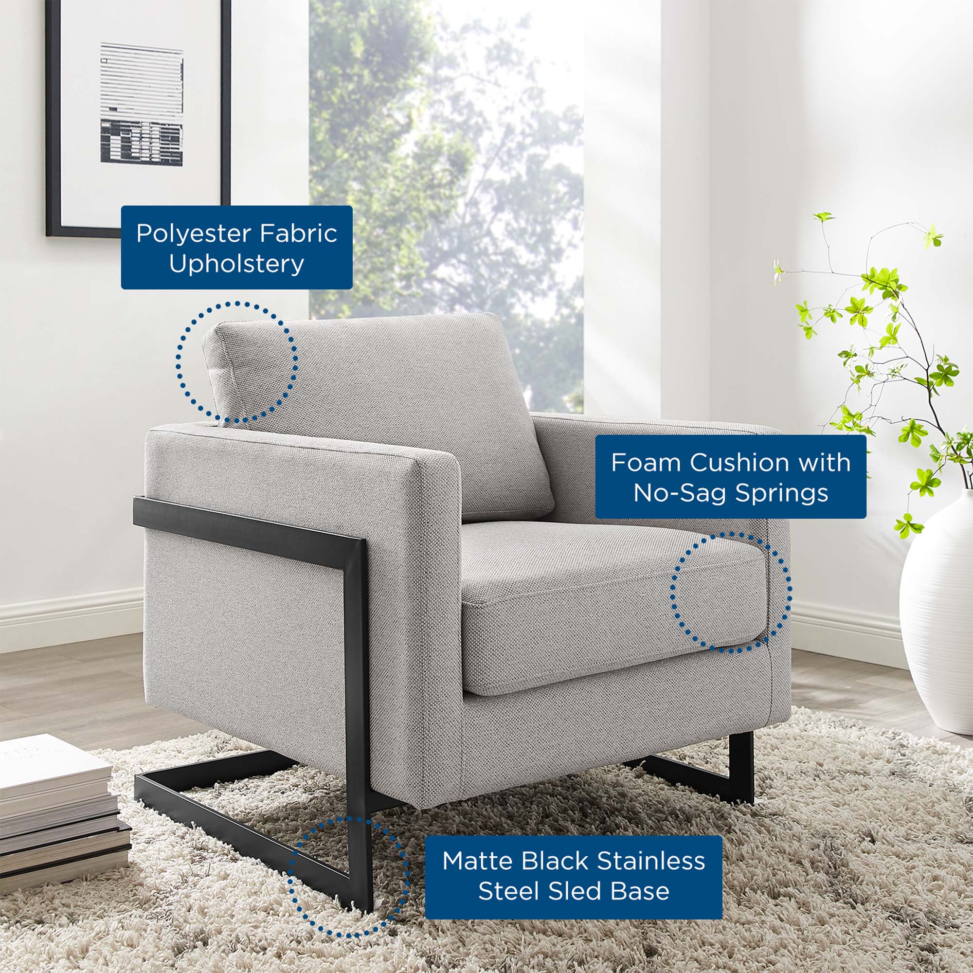 Modway Posse Upholstered Fabric Accent Chair