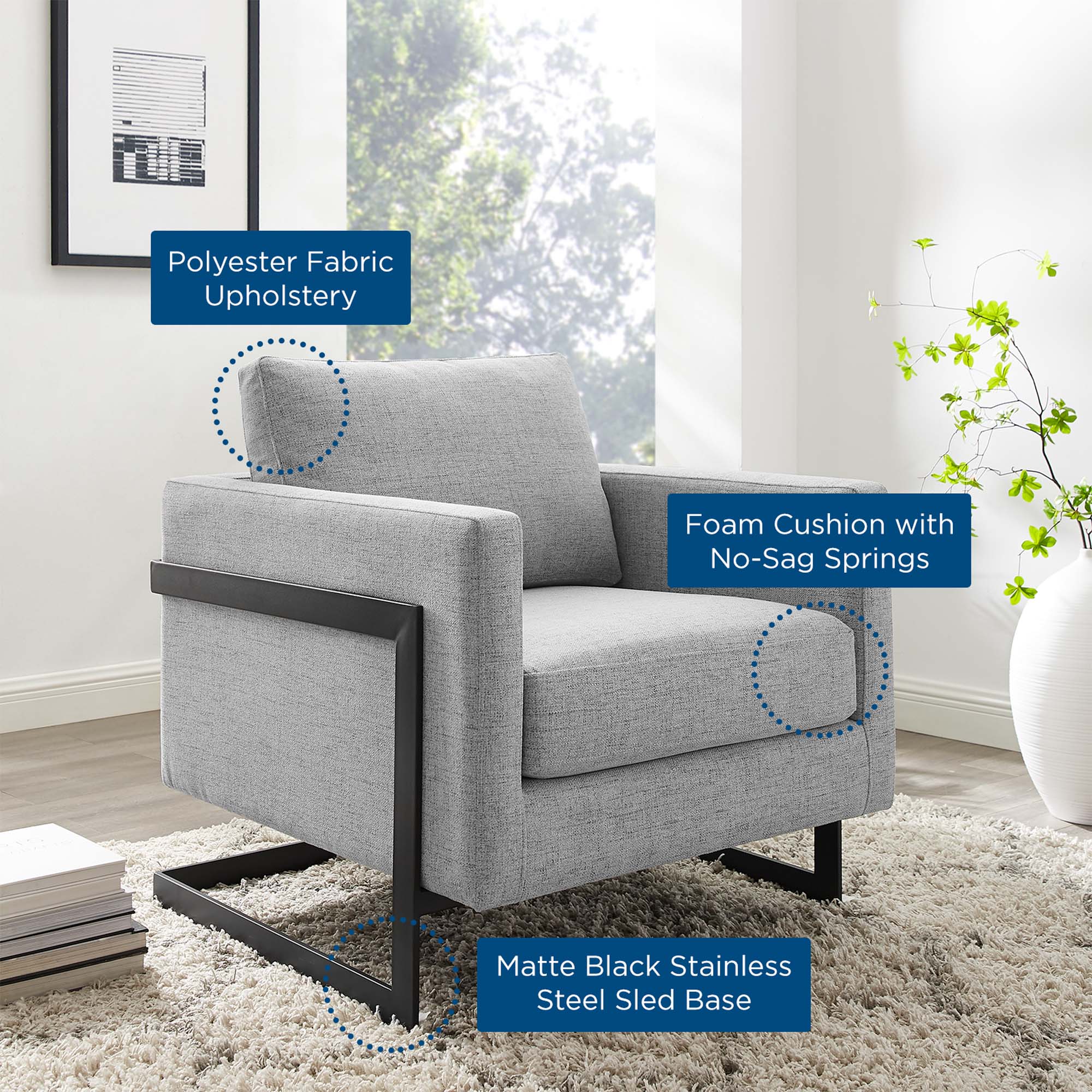 Modway Posse Upholstered Fabric Accent Chair
