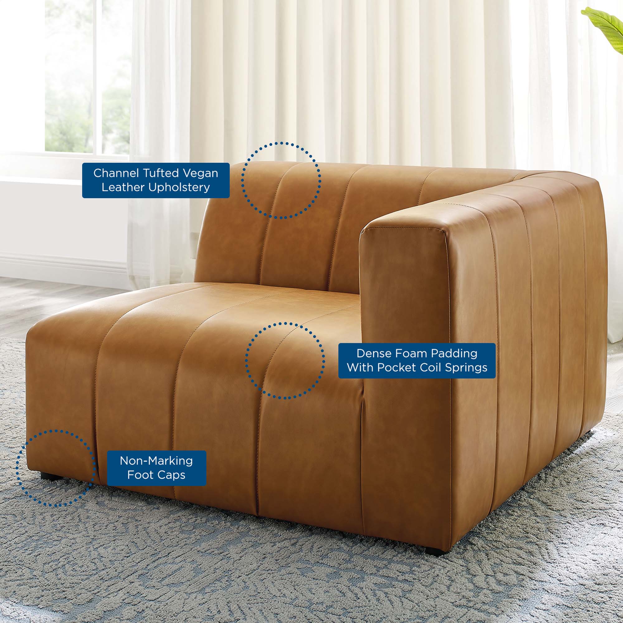 Modway Bartlett Vegan Leather Right-Arm Chair
