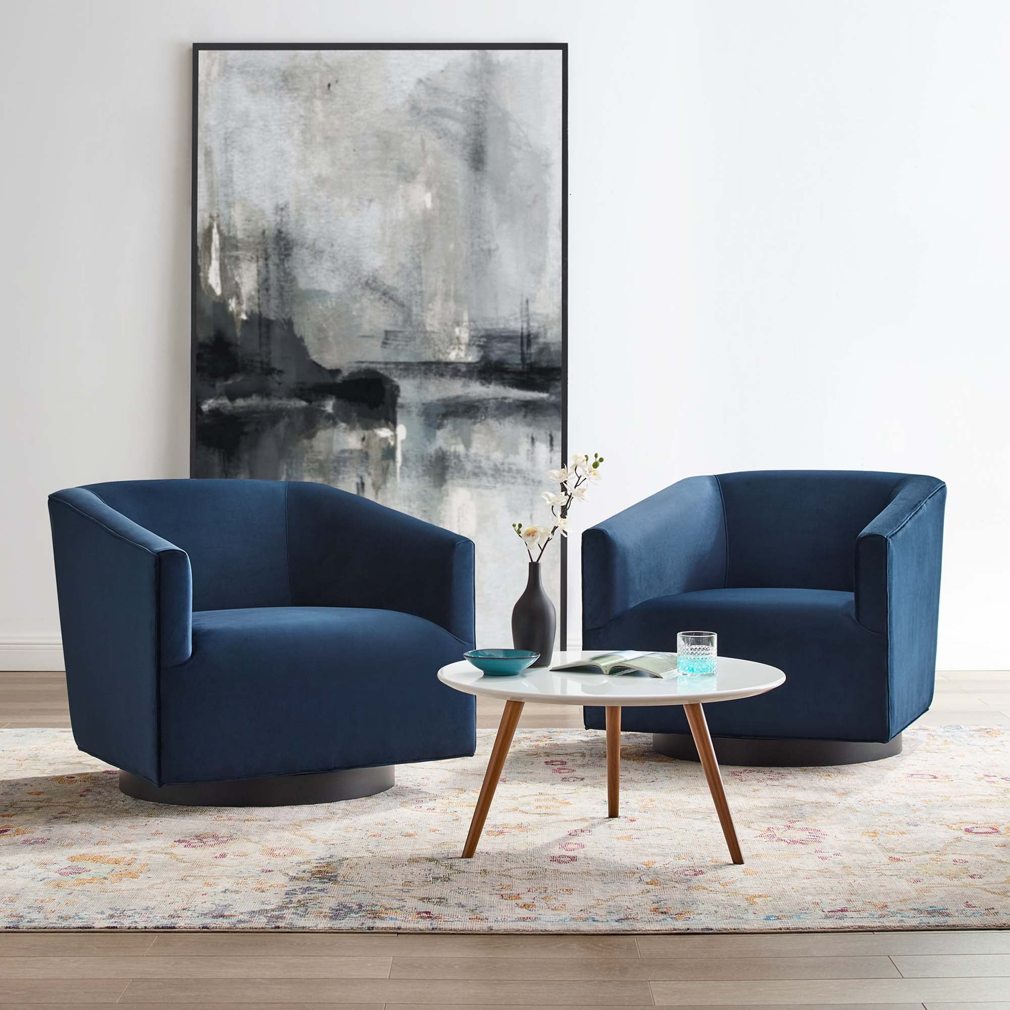 Modway Twist Performance Velvet Swivel Chair Set of 2