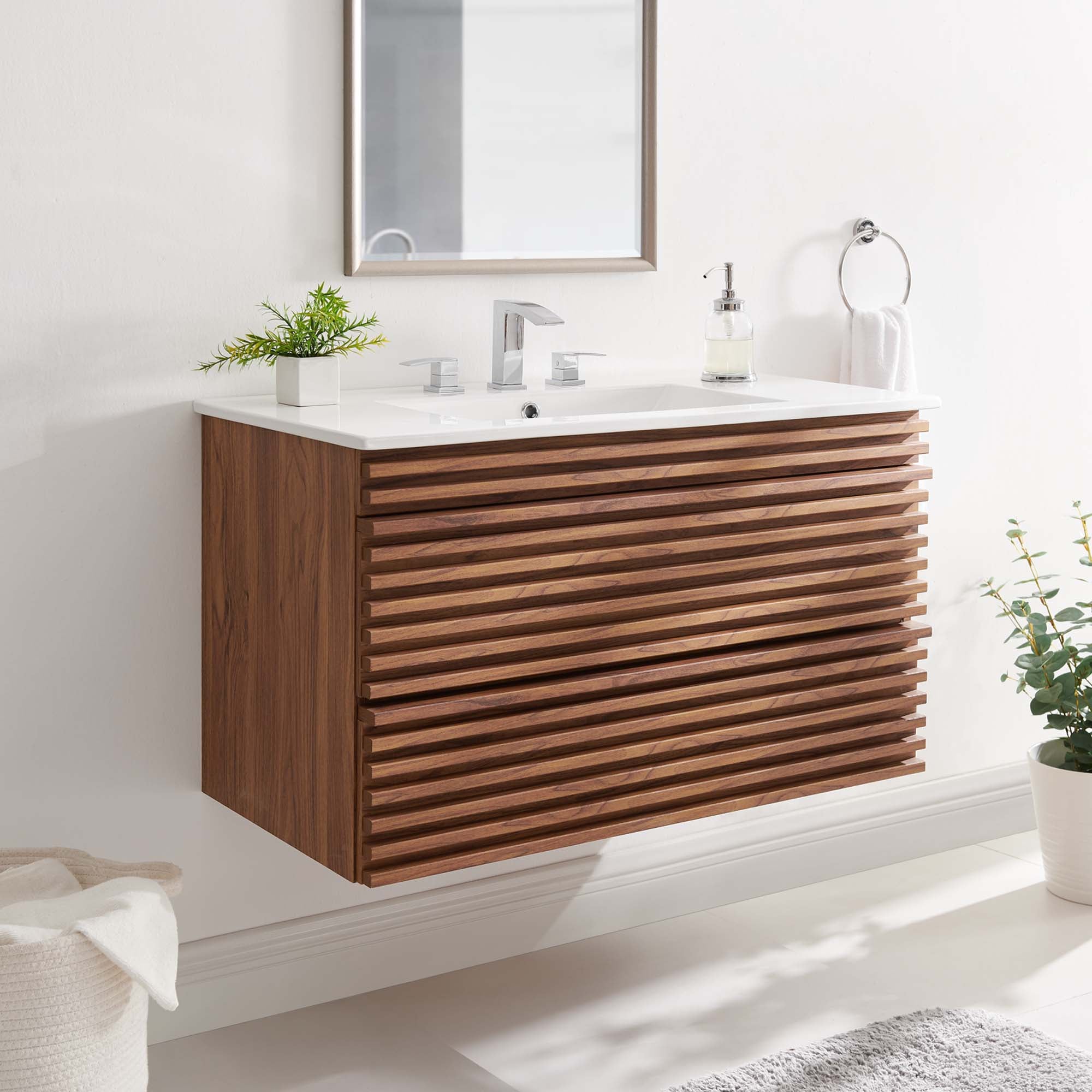 Modway Render 36" Wall-Mount Bathroom Vanity