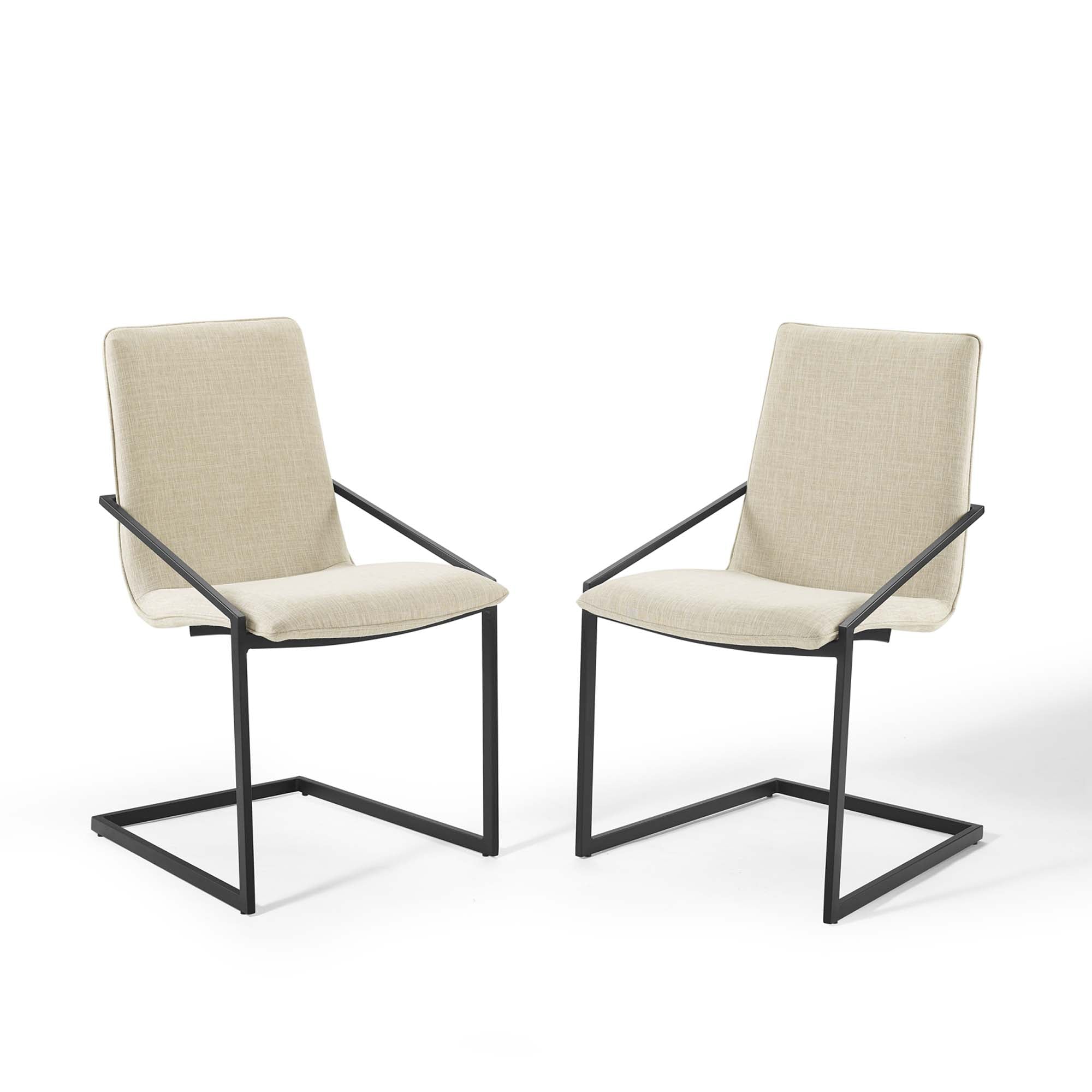 Modway Pitch Upholstered Fabric Dining Armchair Set of 2