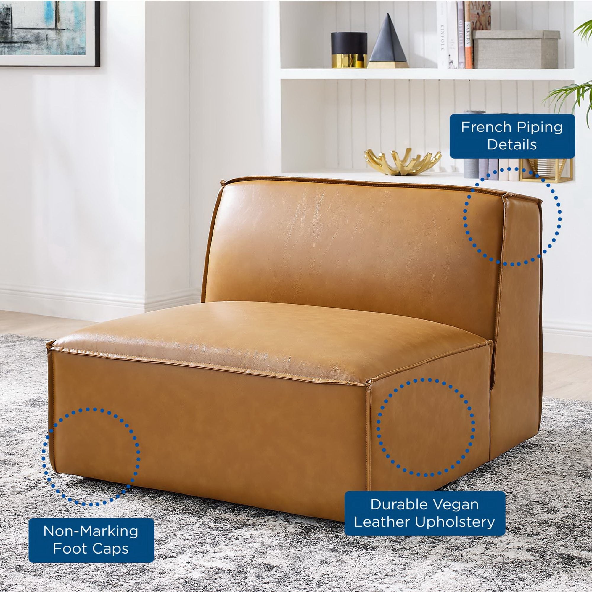 Modway Restore Vegan Leather Sectional Sofa Armless Chair