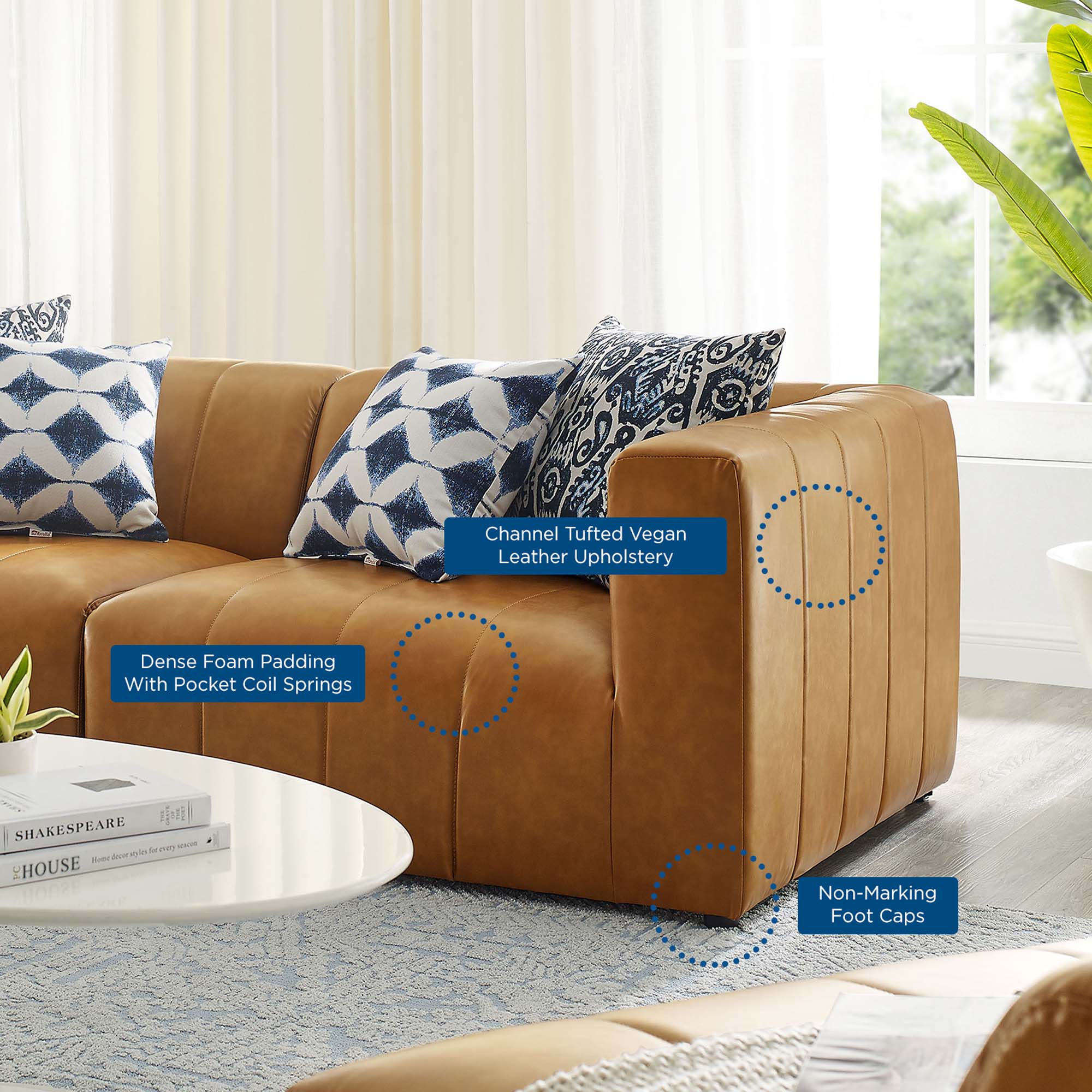 Modway Bartlett 2-Piece Vegan Leather Loveseat