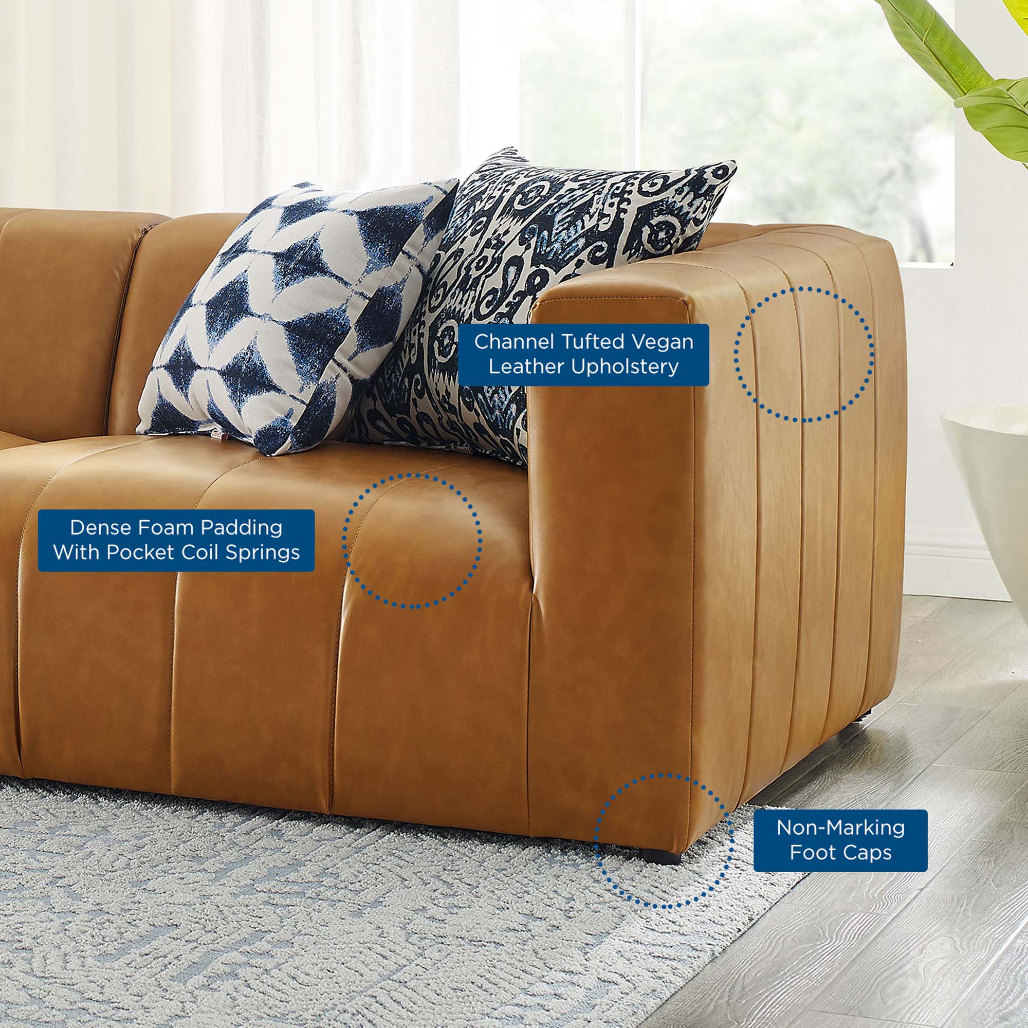 Modway Bartlett 3-Piece Vegan Leather Sofa