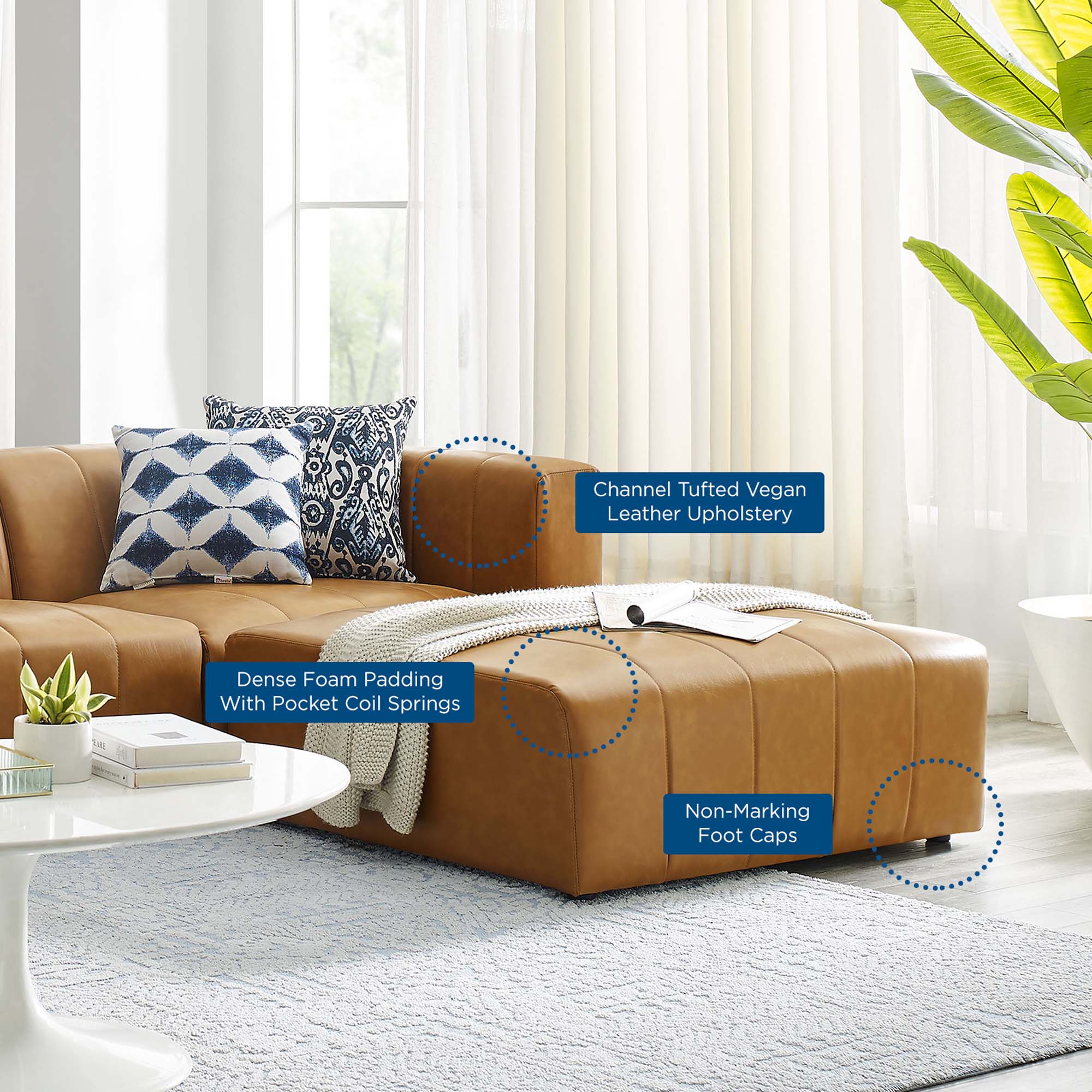 Modway Bartlett 4-Piece Vegan Leather Sectional Sofa