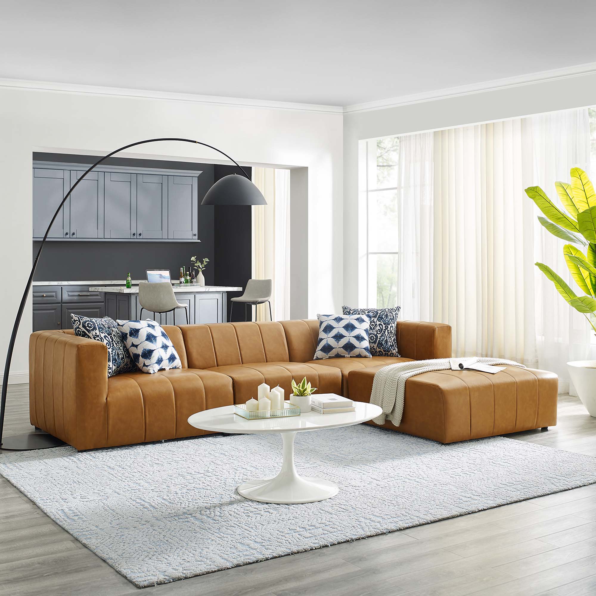 Modway Bartlett 4-Piece Vegan Leather Sectional Sofa