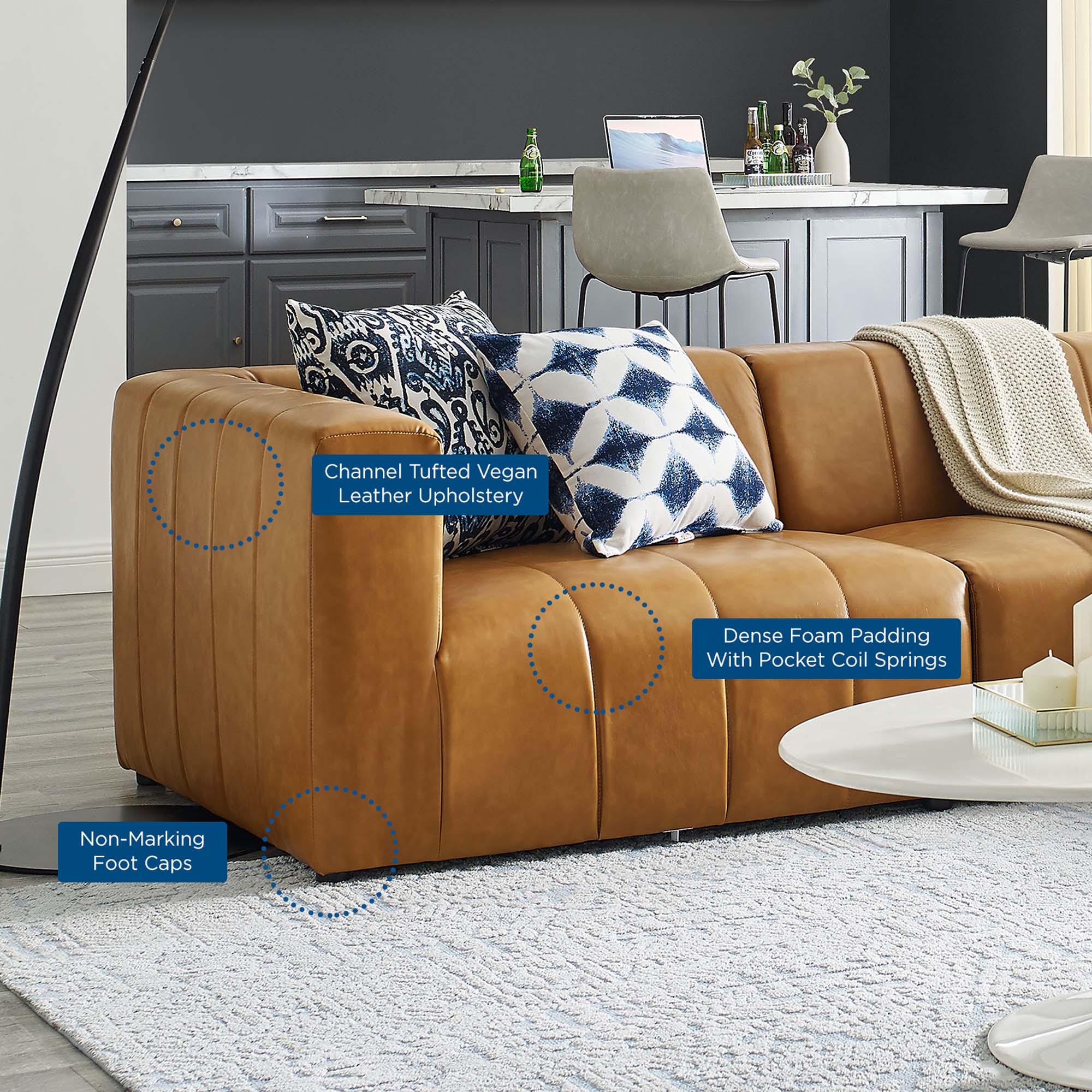 Modway Bartlett 4-Piece Vegan Leather Sectional Sofa