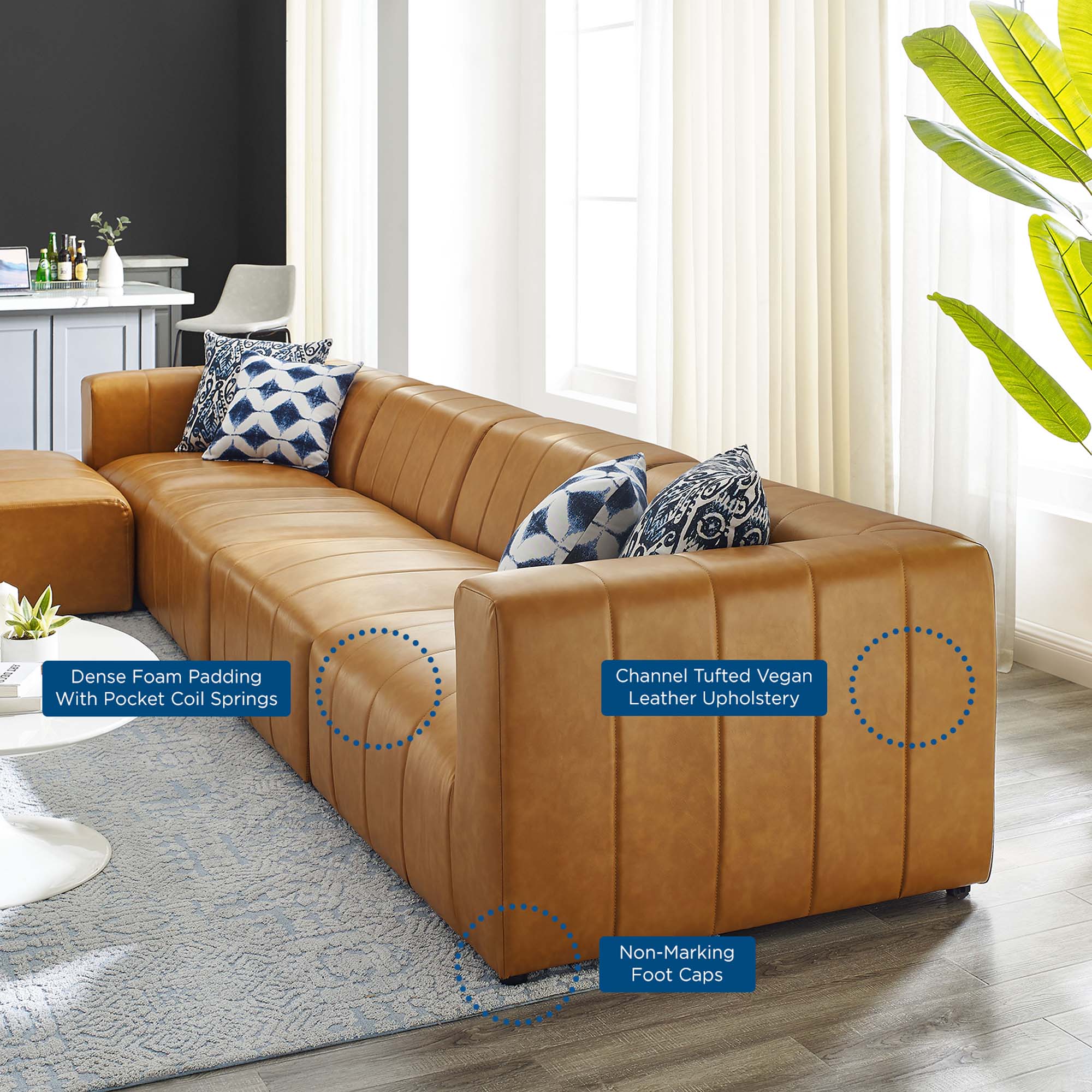 Modway Bartlett 5-Piece Vegan Leather Sectional Sofa