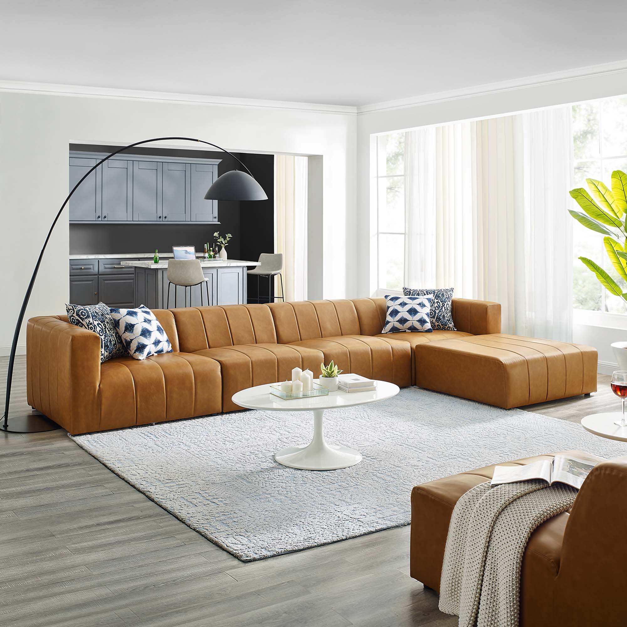 Modway Bartlett 5-Piece Vegan Leather Sectional Sofa