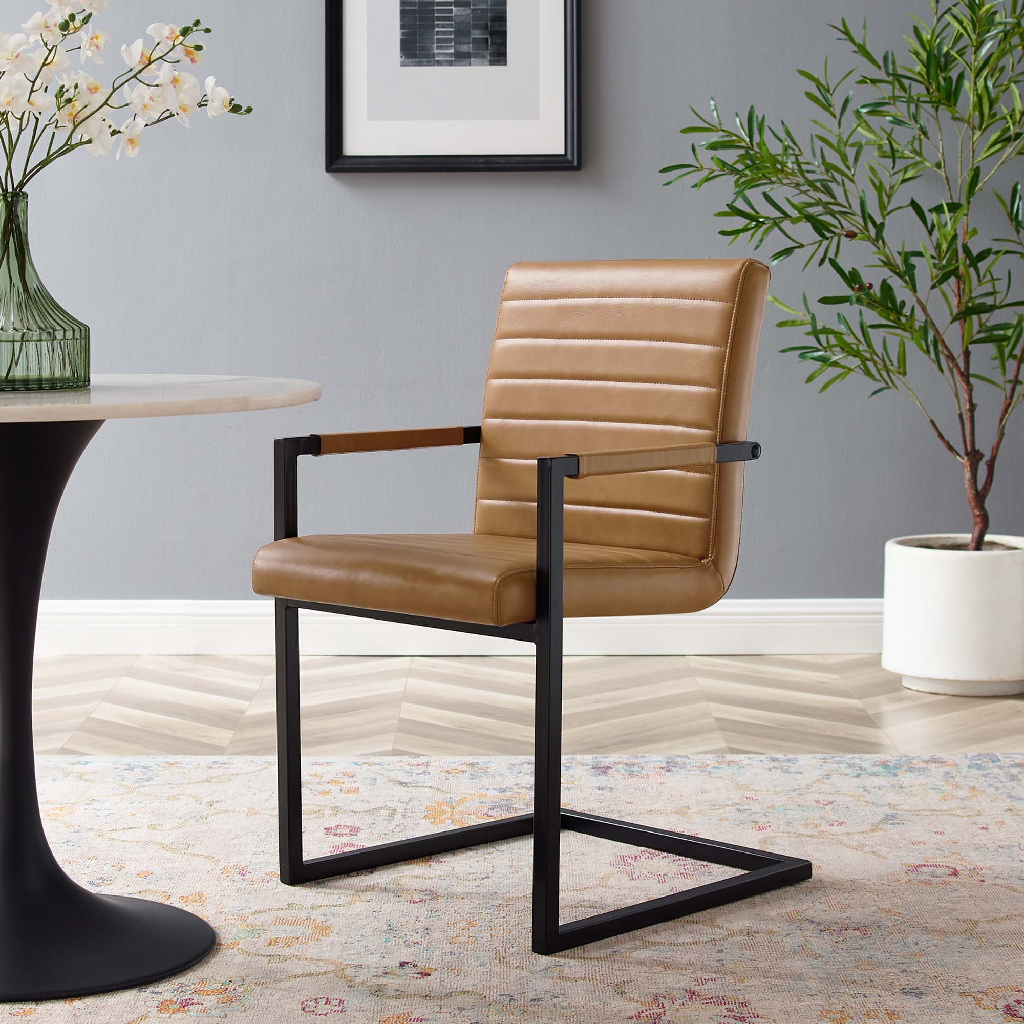 Modway Savoy Vegan Leather Dining Chairs Set of 2