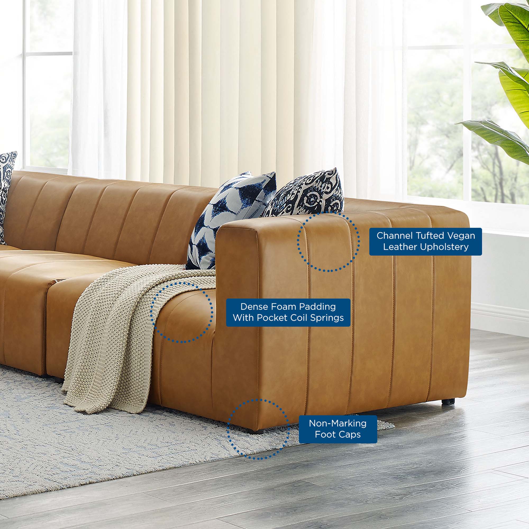 Modway Bartlett 5-Piece Vegan Leather Sectional Sofa