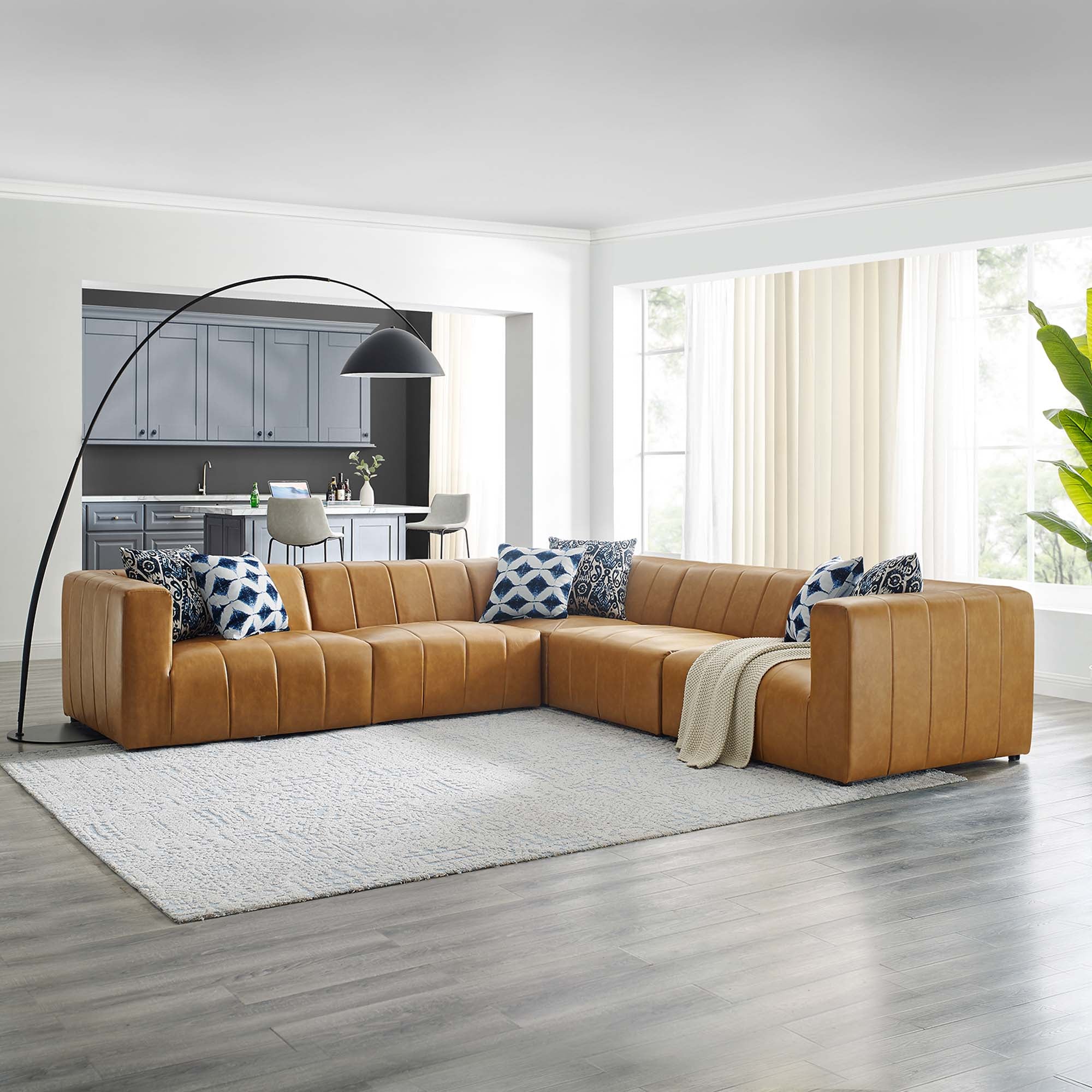 Modway Bartlett 5-Piece Vegan Leather Sectional Sofa