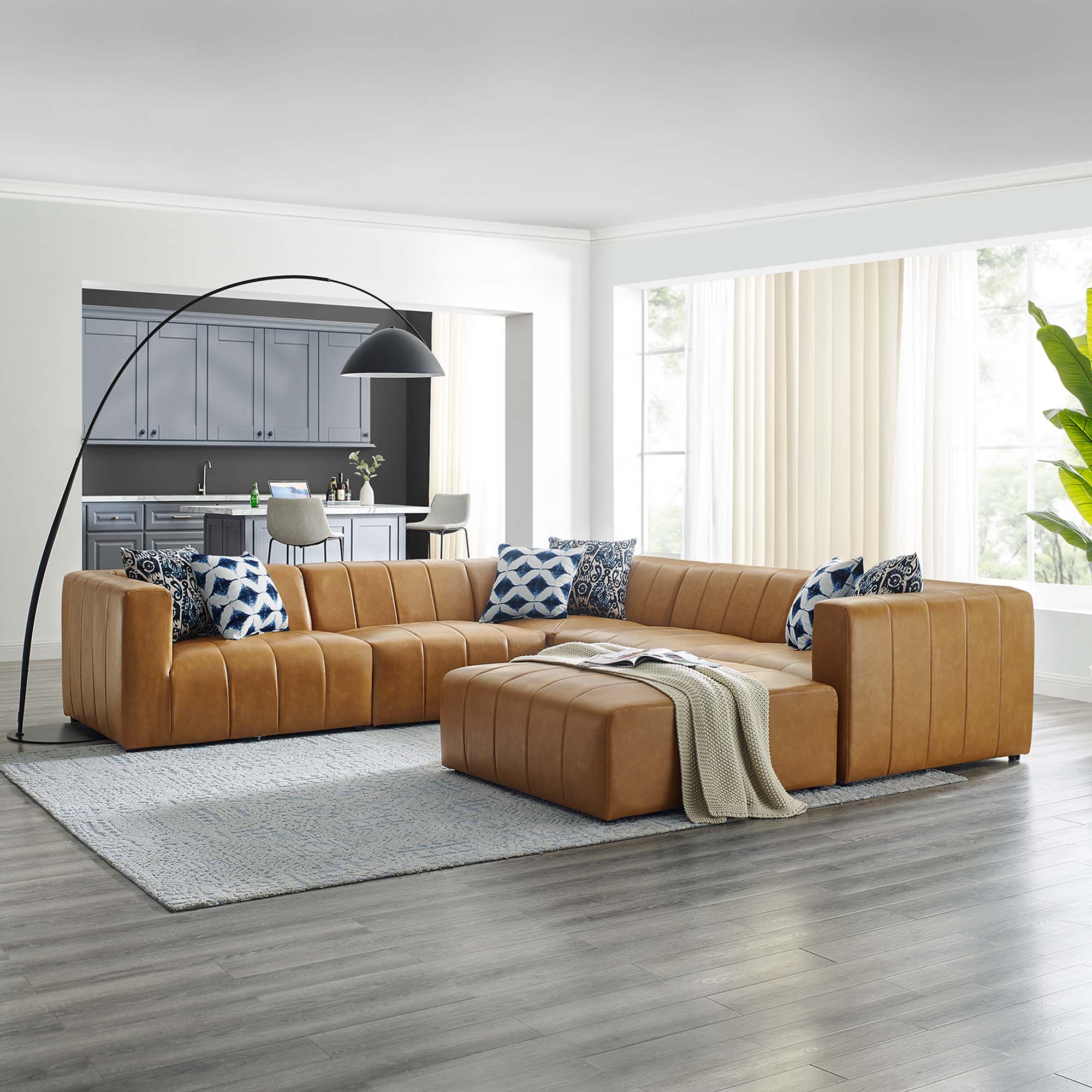 Modway Bartlett 6-Piece Vegan Leather Sectional Sofa