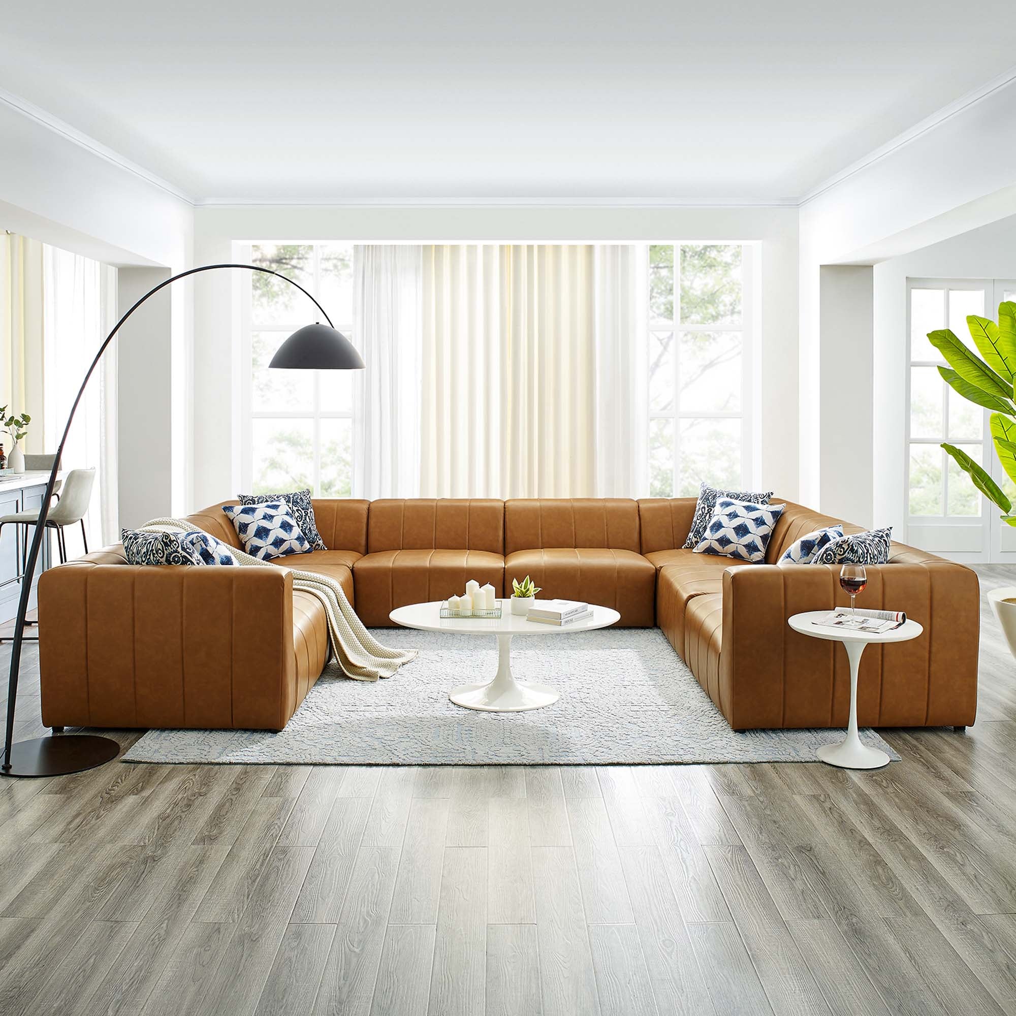 Modway Bartlett 8-Piece Vegan Leather Sectional Sofa