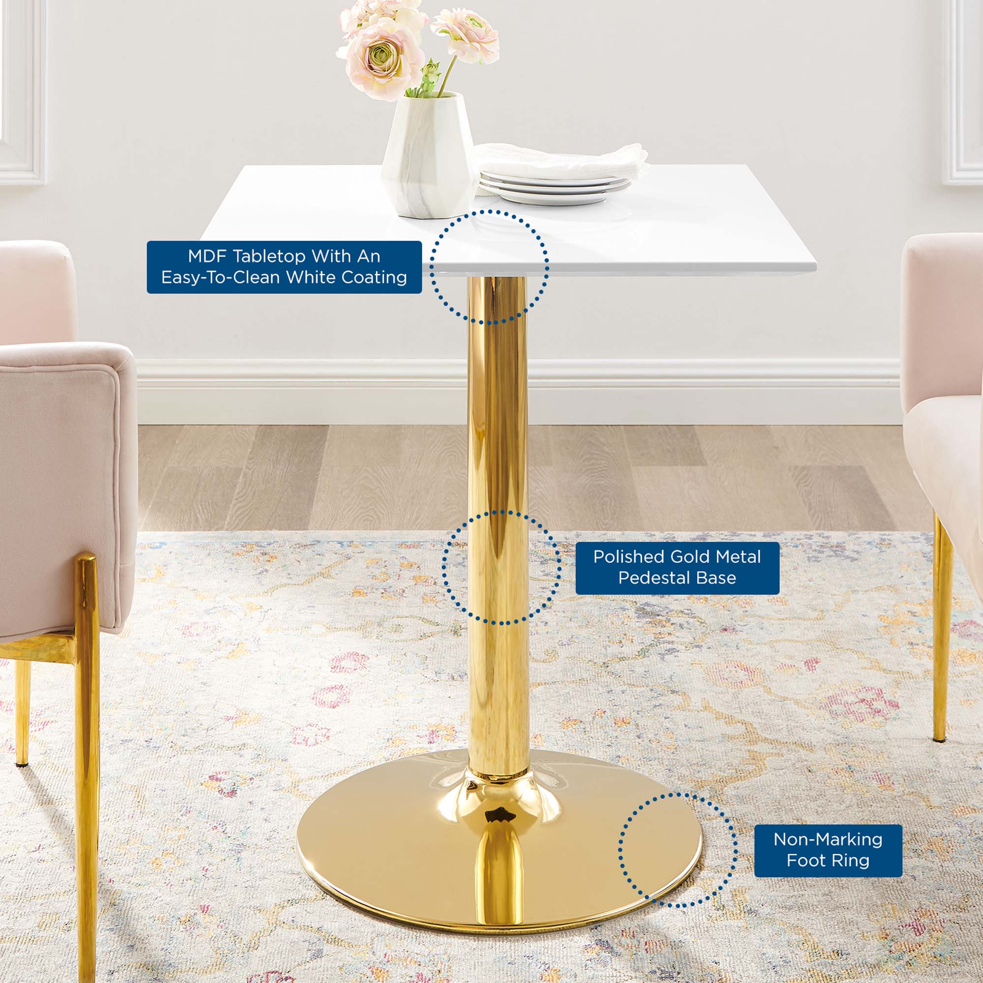 Modway Verne 28" Square Dining Table