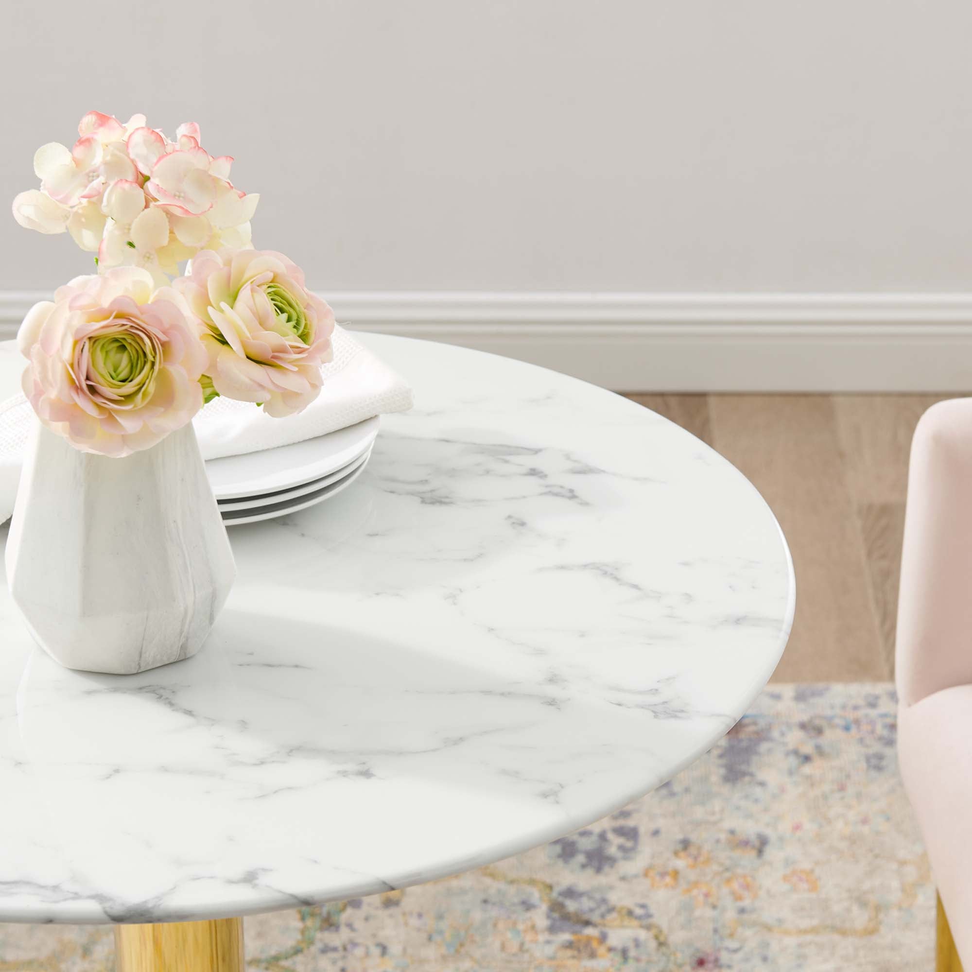 Modway Verne 28" Artificial Marble Dining Table