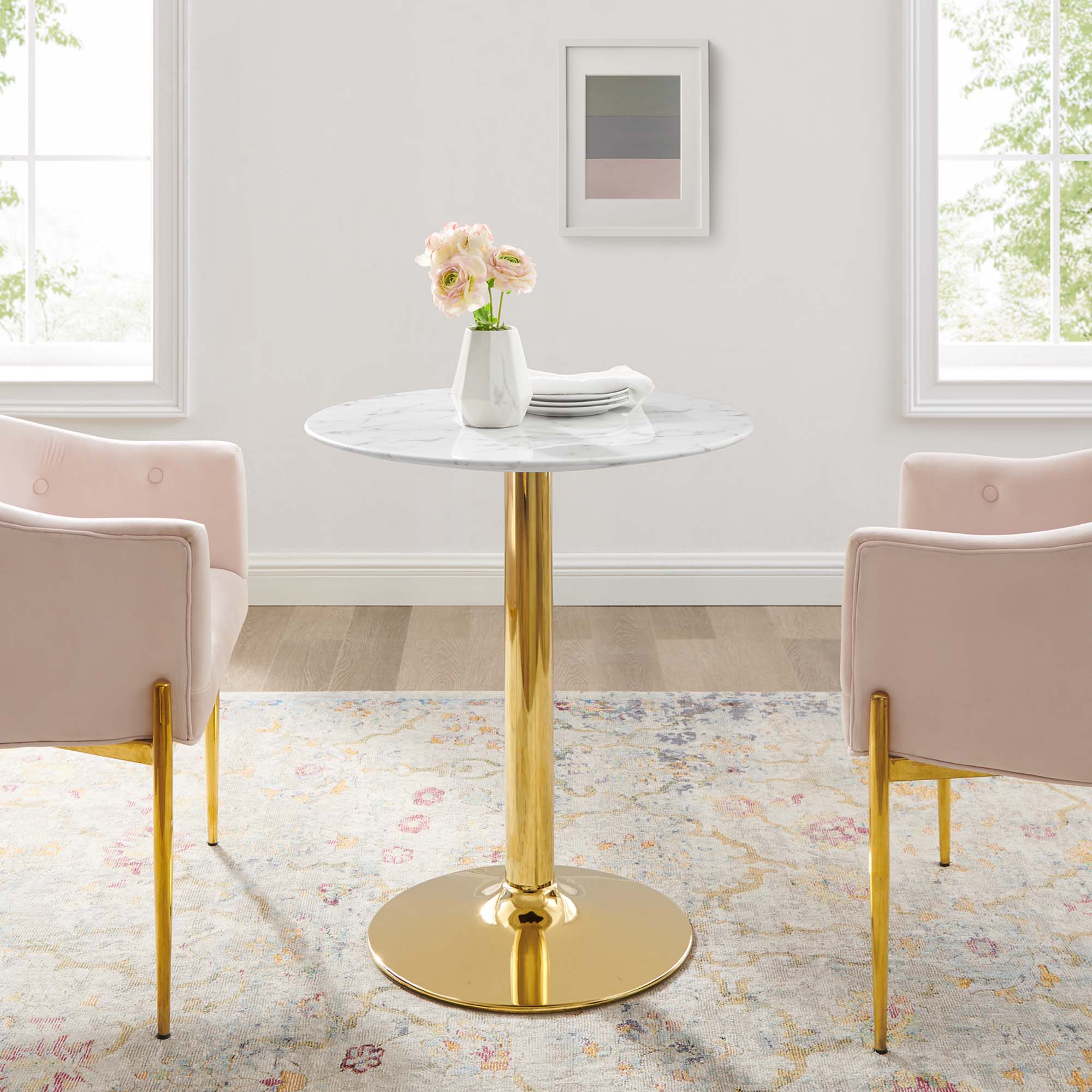 Modway Verne 28" Artificial Marble Dining Table