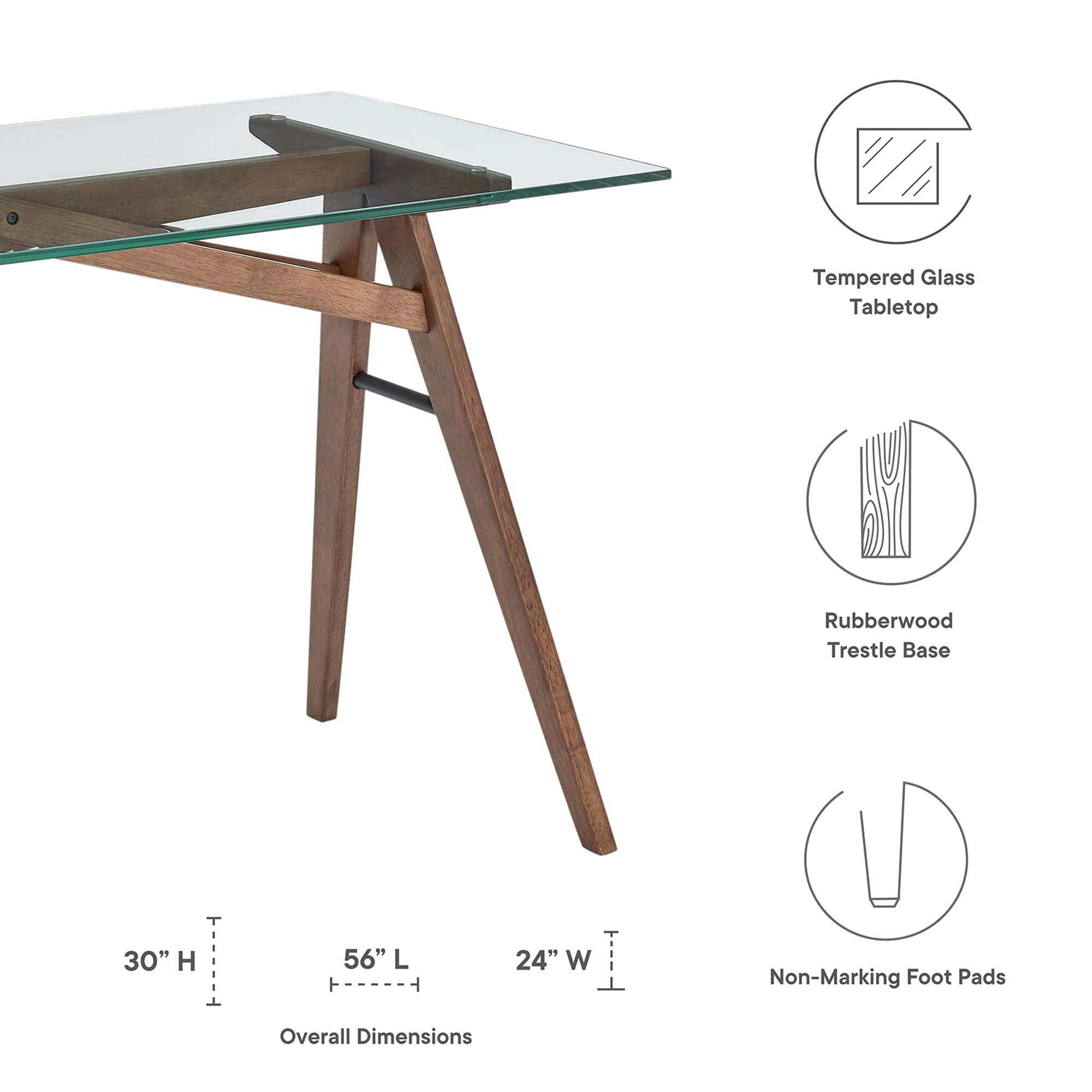 Modway Steadfast Glass Top Office Desk