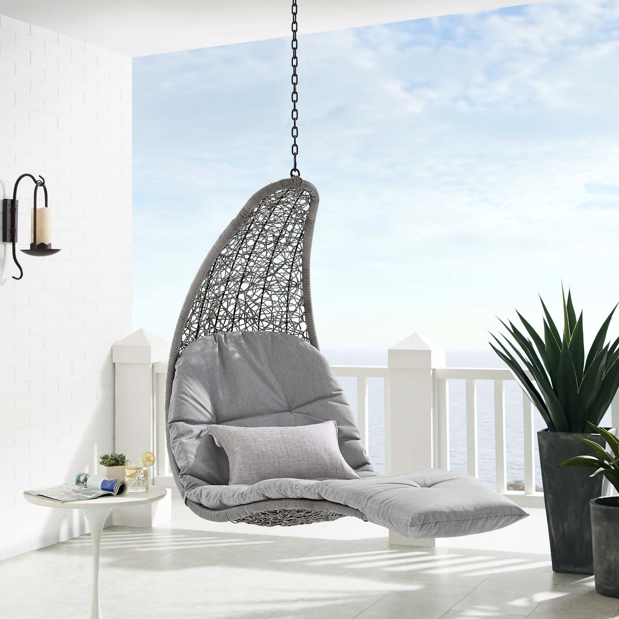 Modway Landscape Hanging Chaise Lounge Outdoor Patio Swing Chair