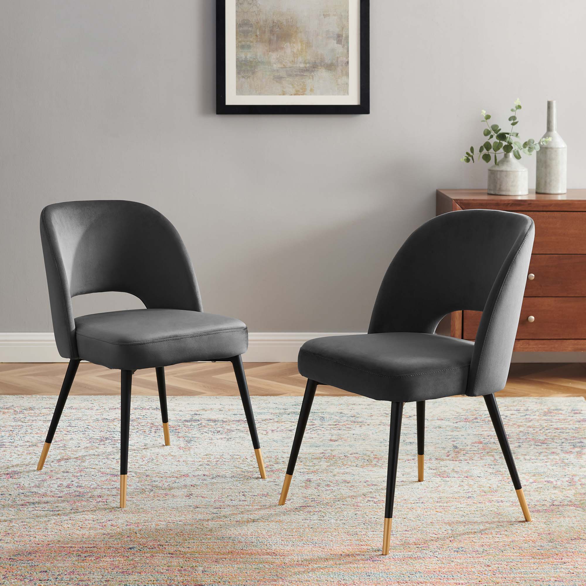 Modway Rouse Performance Velvet Dining Side Chairs Set of 2