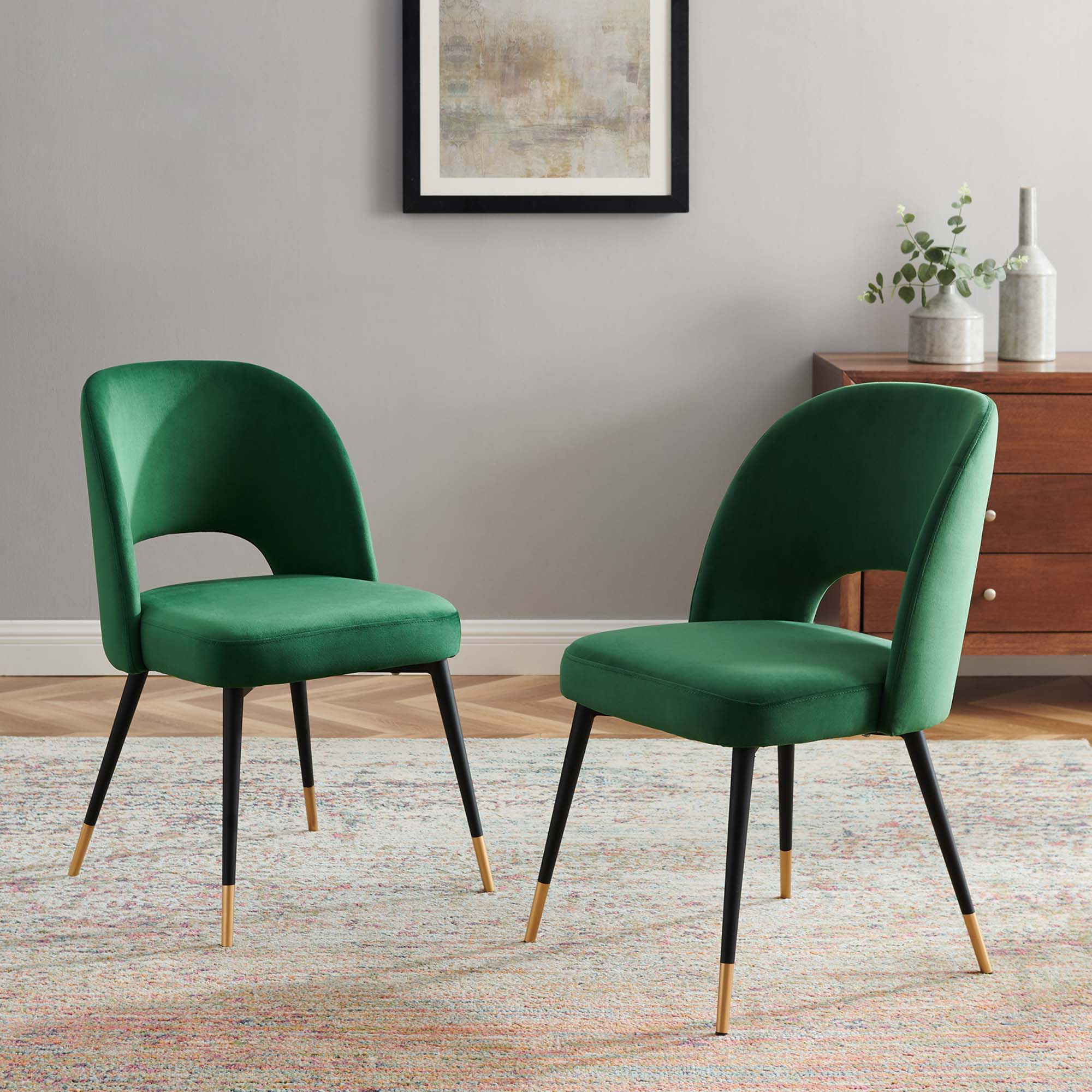 Modway Rouse Performance Velvet Dining Side Chairs Set of 2