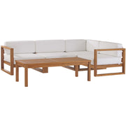 Modway Upland 5-Piece Outdoor Patio Teak Wood Sectional Sofa Set
