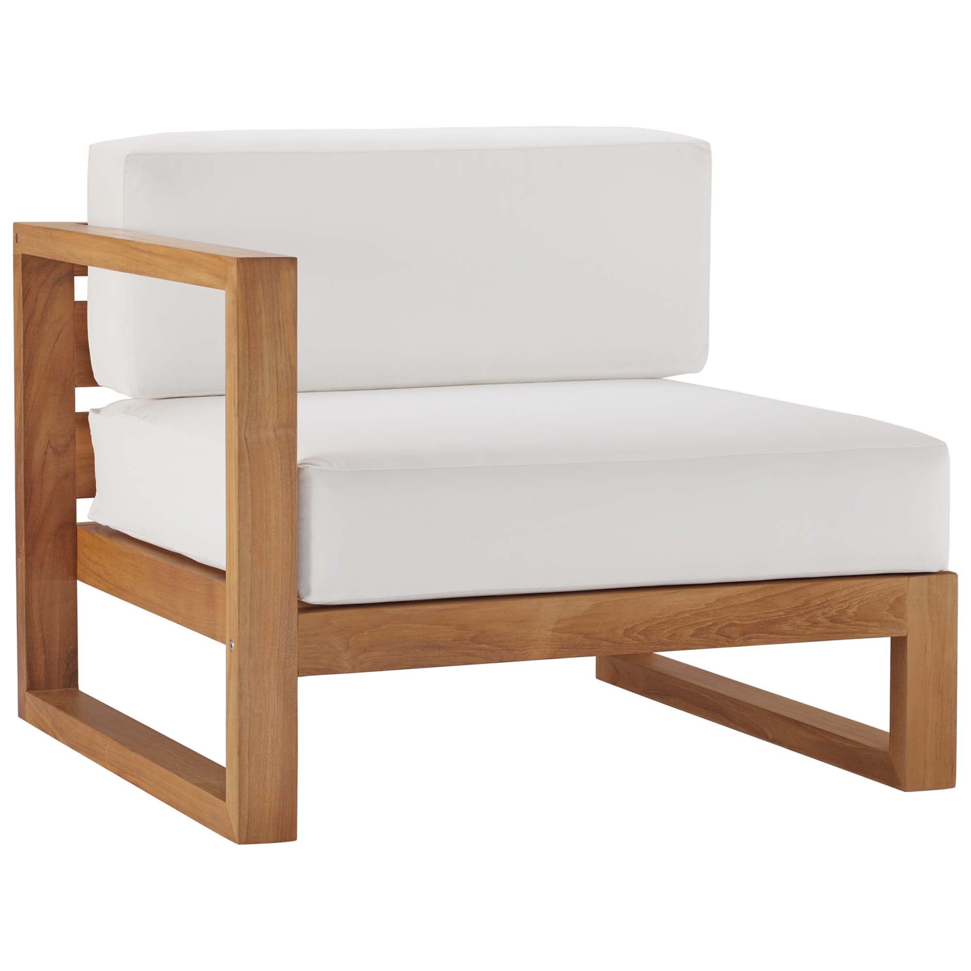 Modway Upland 5-Piece Outdoor Patio Teak Wood Sectional Sofa Set