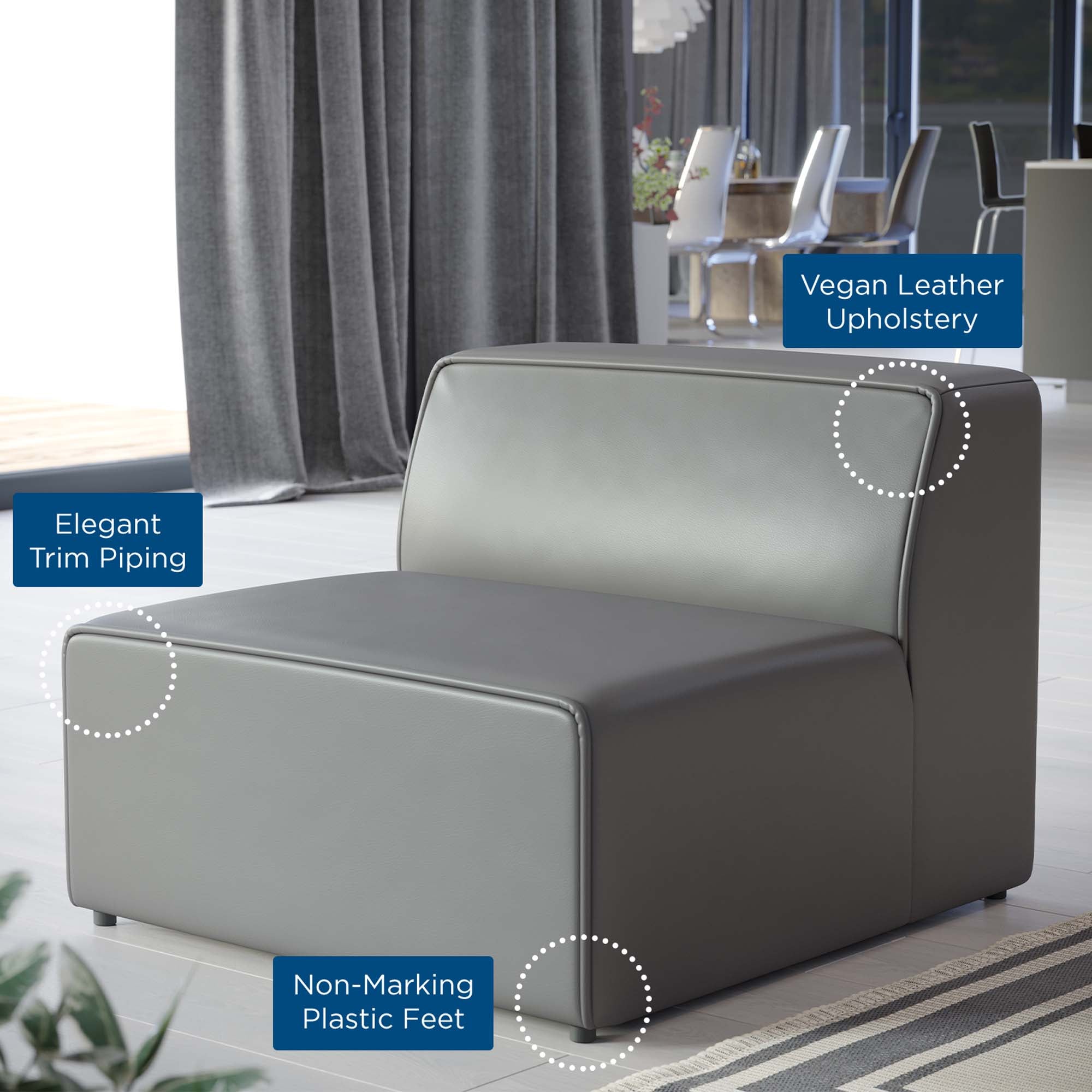 Modway Mingle Vegan Leather Armless Chair