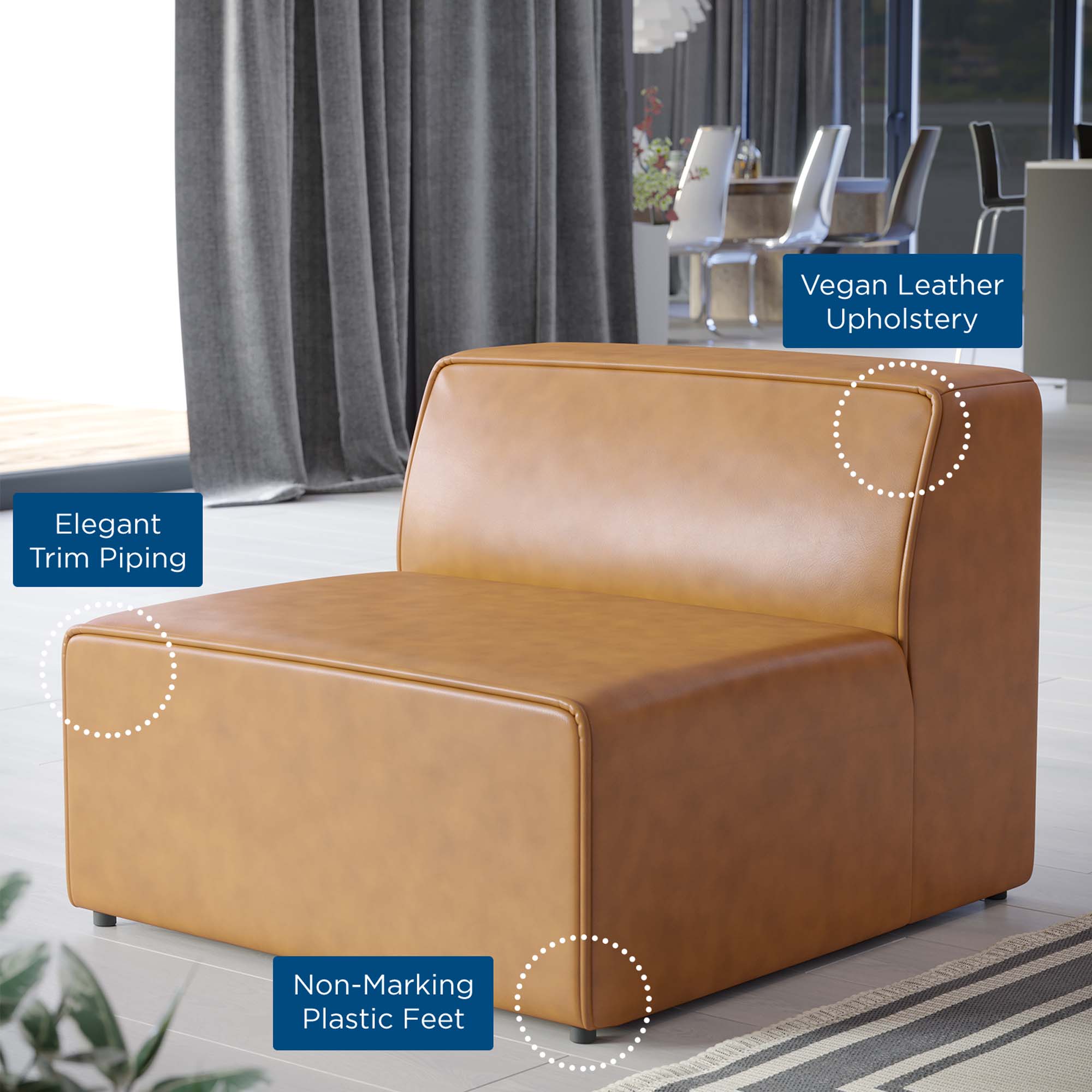 Modway Mingle Vegan Leather Armless Chair