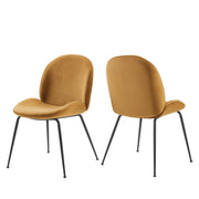 Modway Scoop Black Powder Coated Steel Leg Performance Velvet Dining Chairs Set of 2