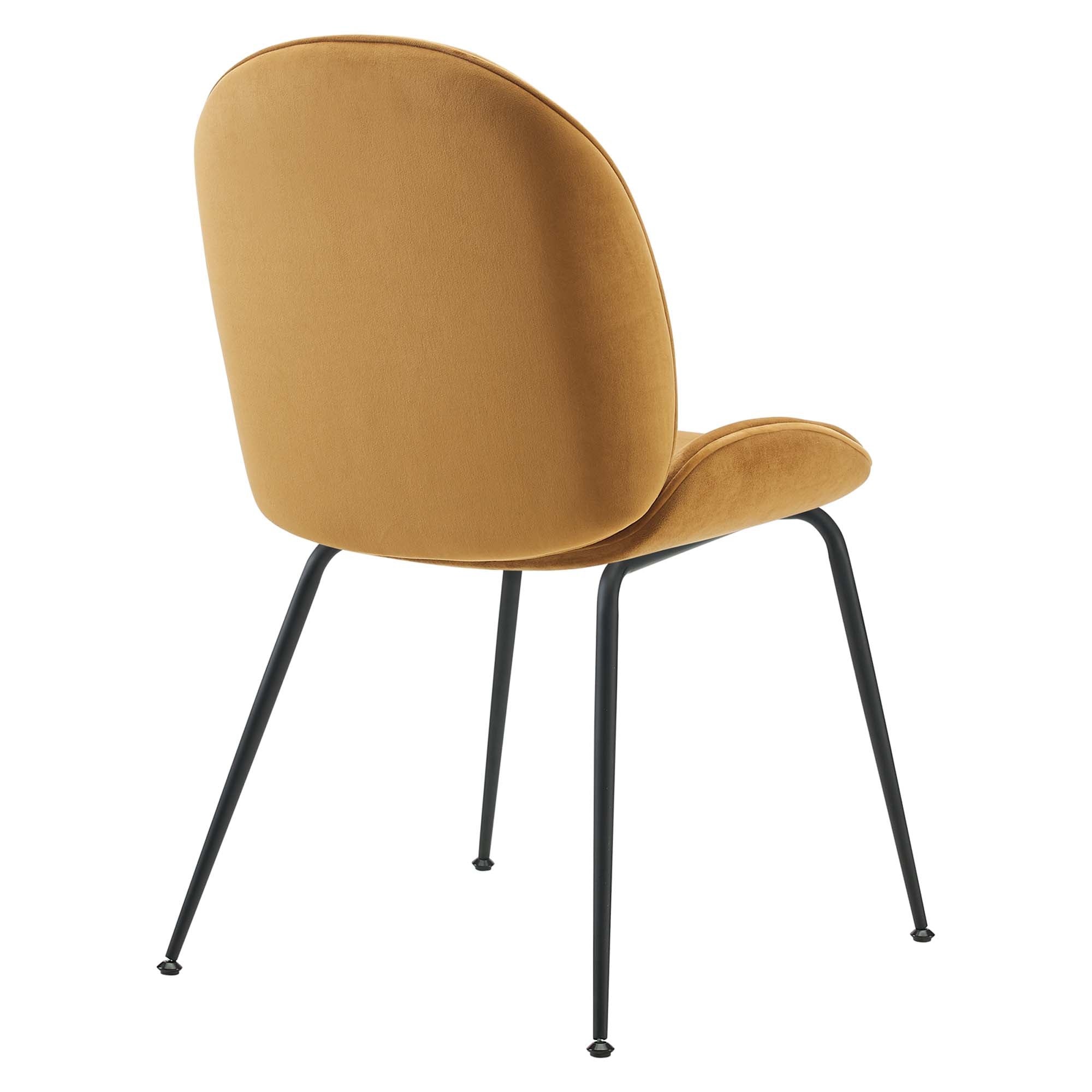 Modway Scoop Black Powder Coated Steel Leg Performance Velvet Dining Chairs Set of 2