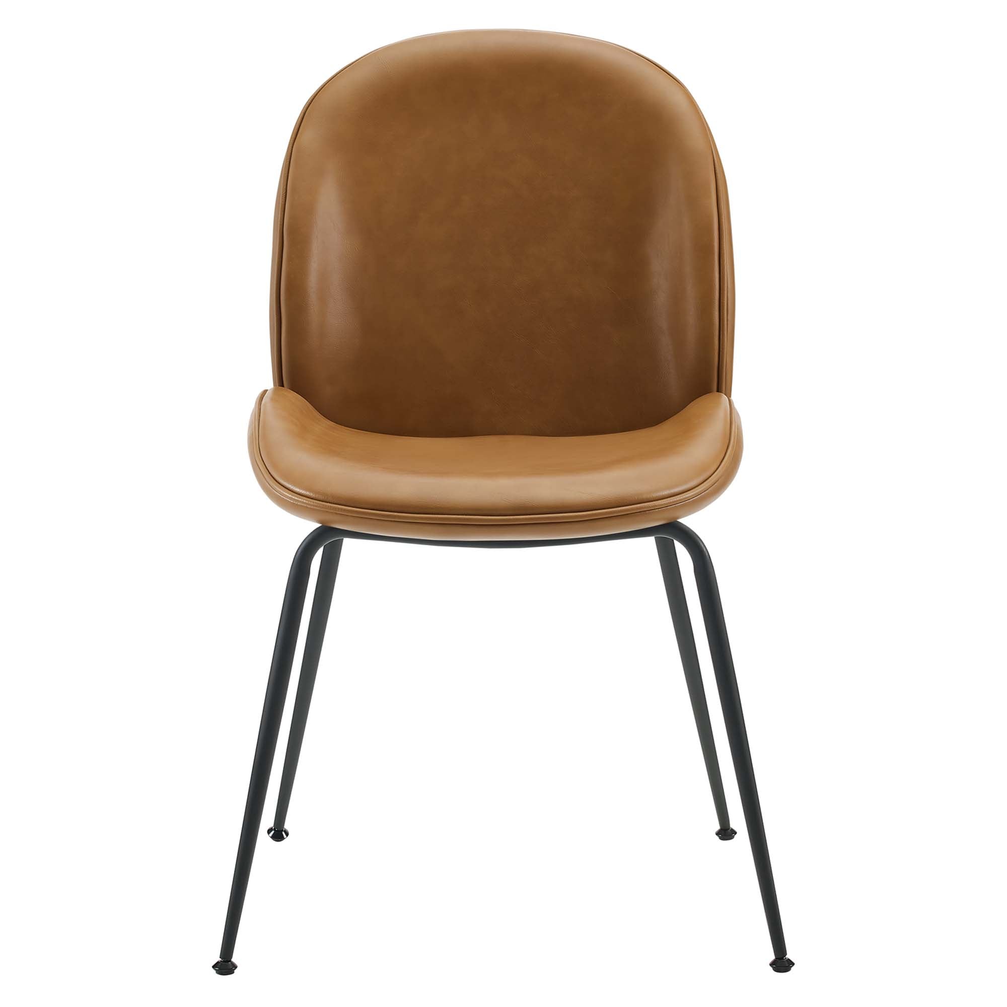 Modway Scoop Black Powder Coated Steel Leg Vegan Leather Dining Chairs Set of 2