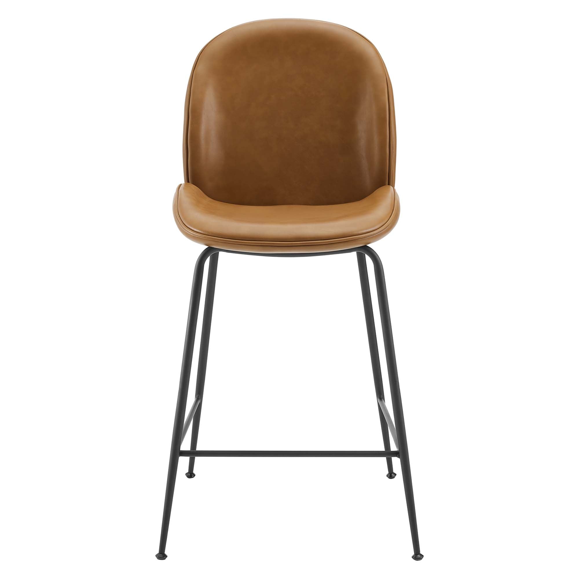 Modway Scoop Black Powder Coated Steel Leg Vegan Leather Counter Stool