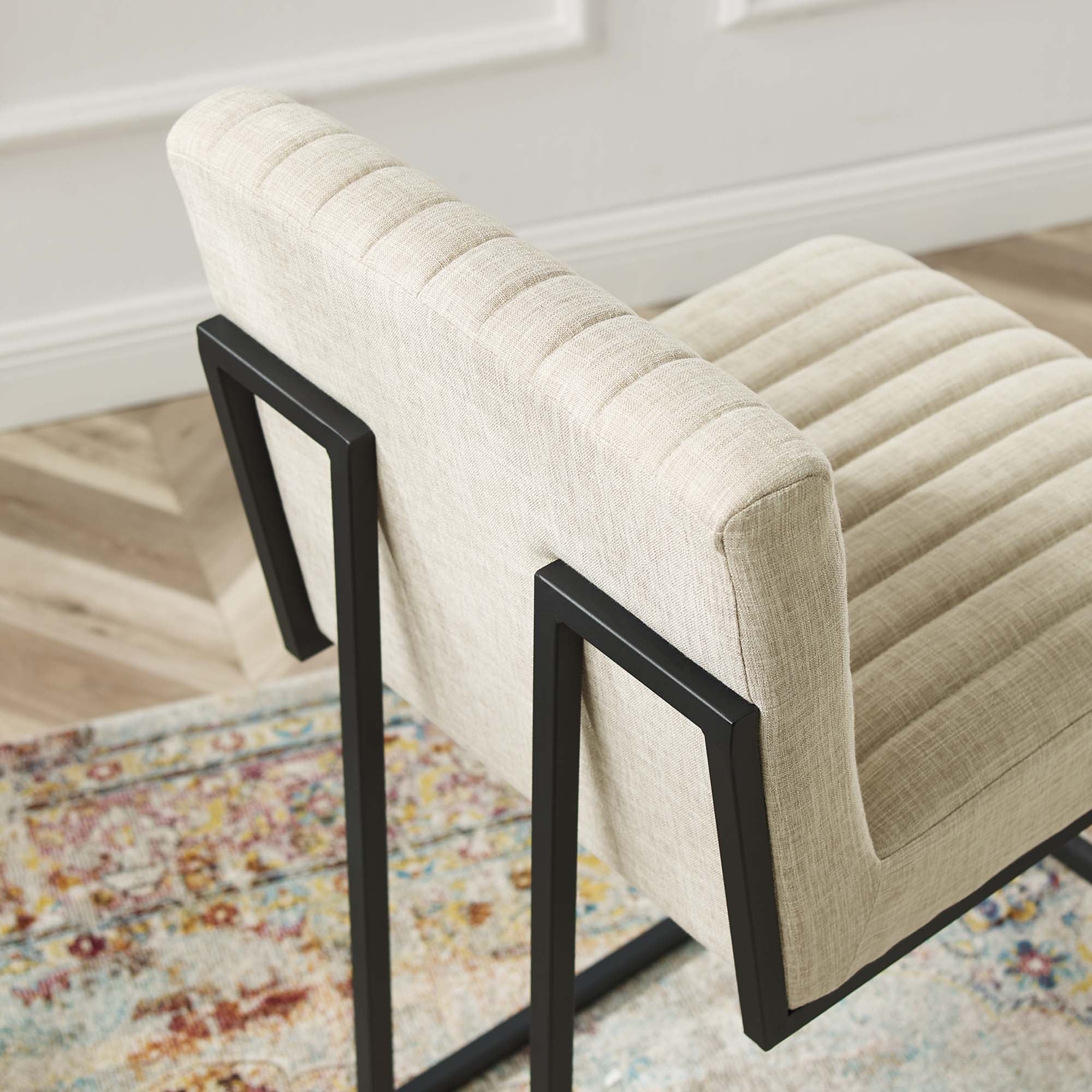 Modway Indulge Channel Tufted Fabric Counter Stool