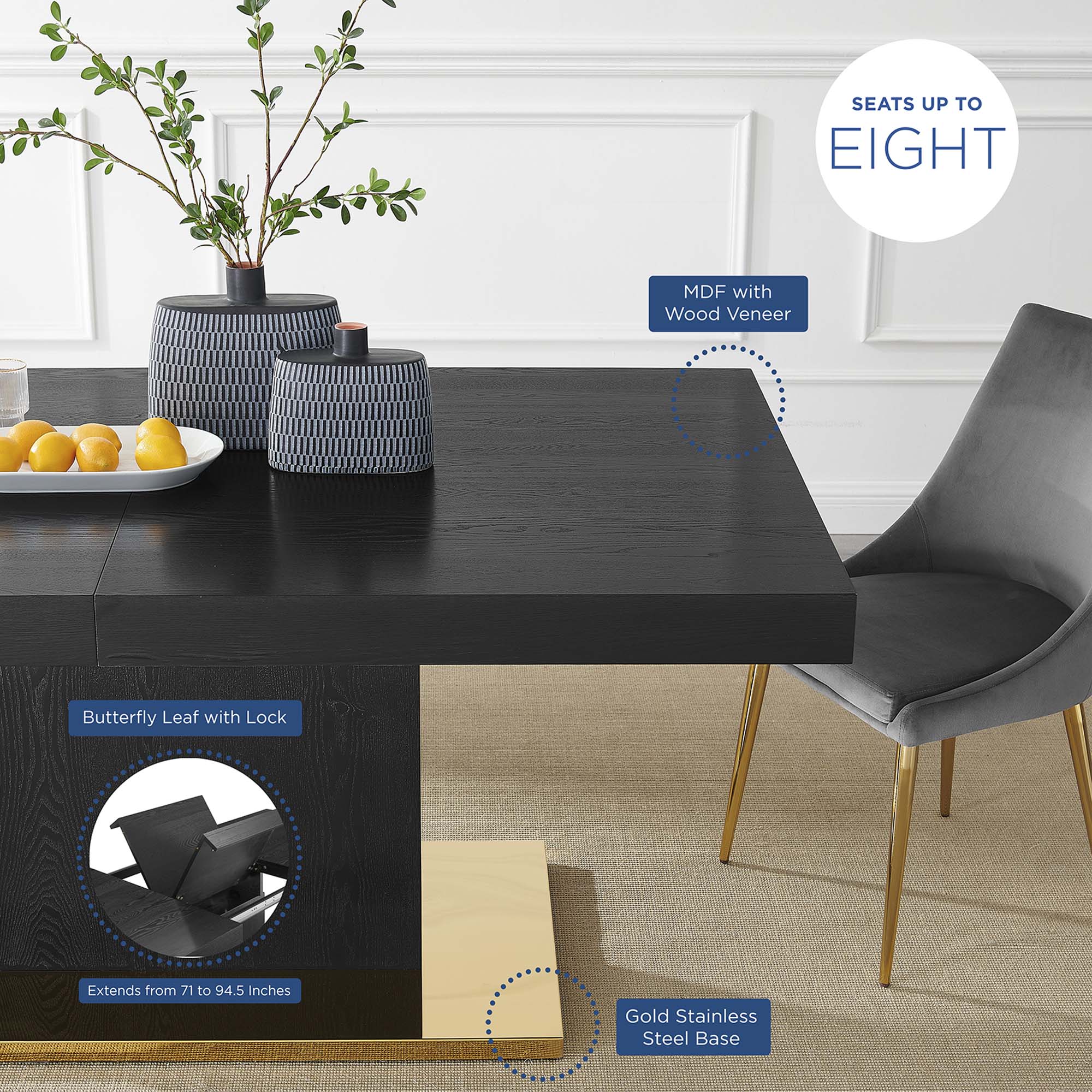 Modway Vector Expandable Dining Table