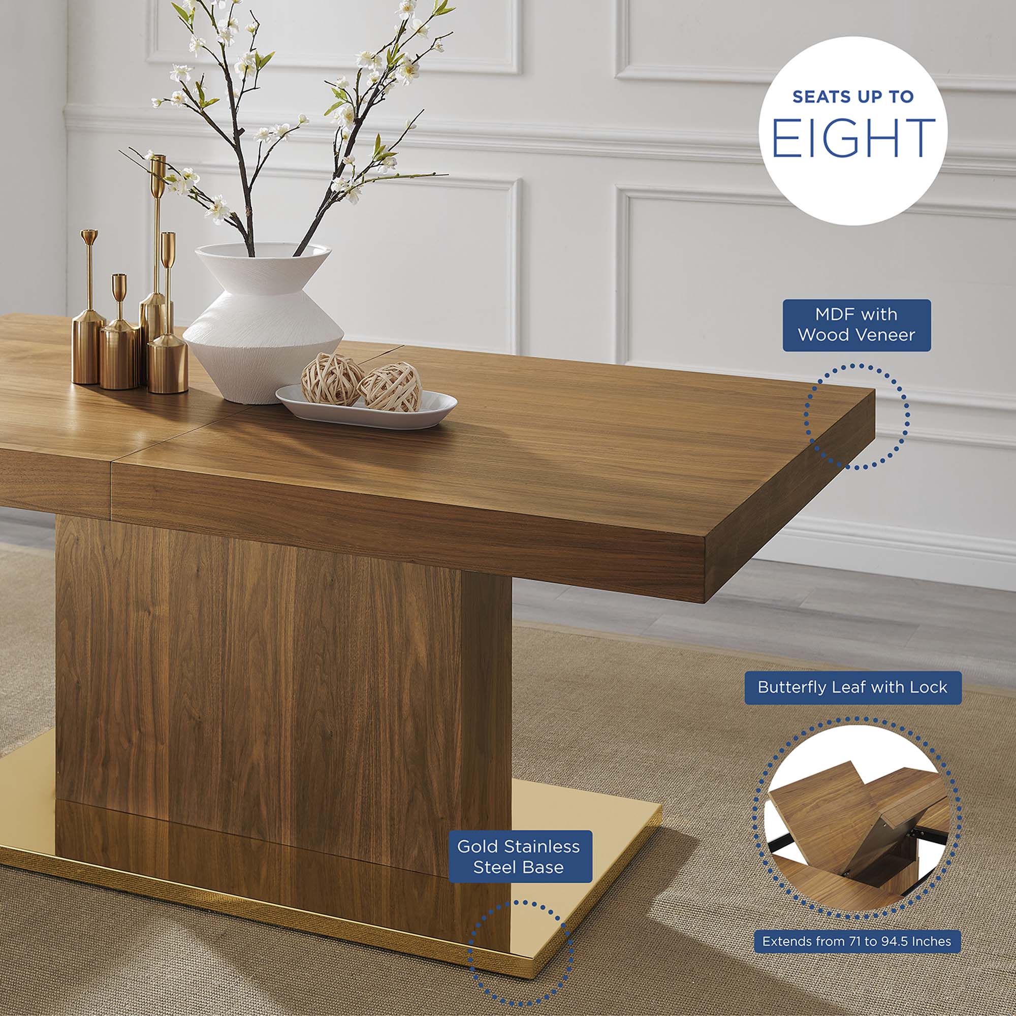Modway Vector Expandable Dining Table