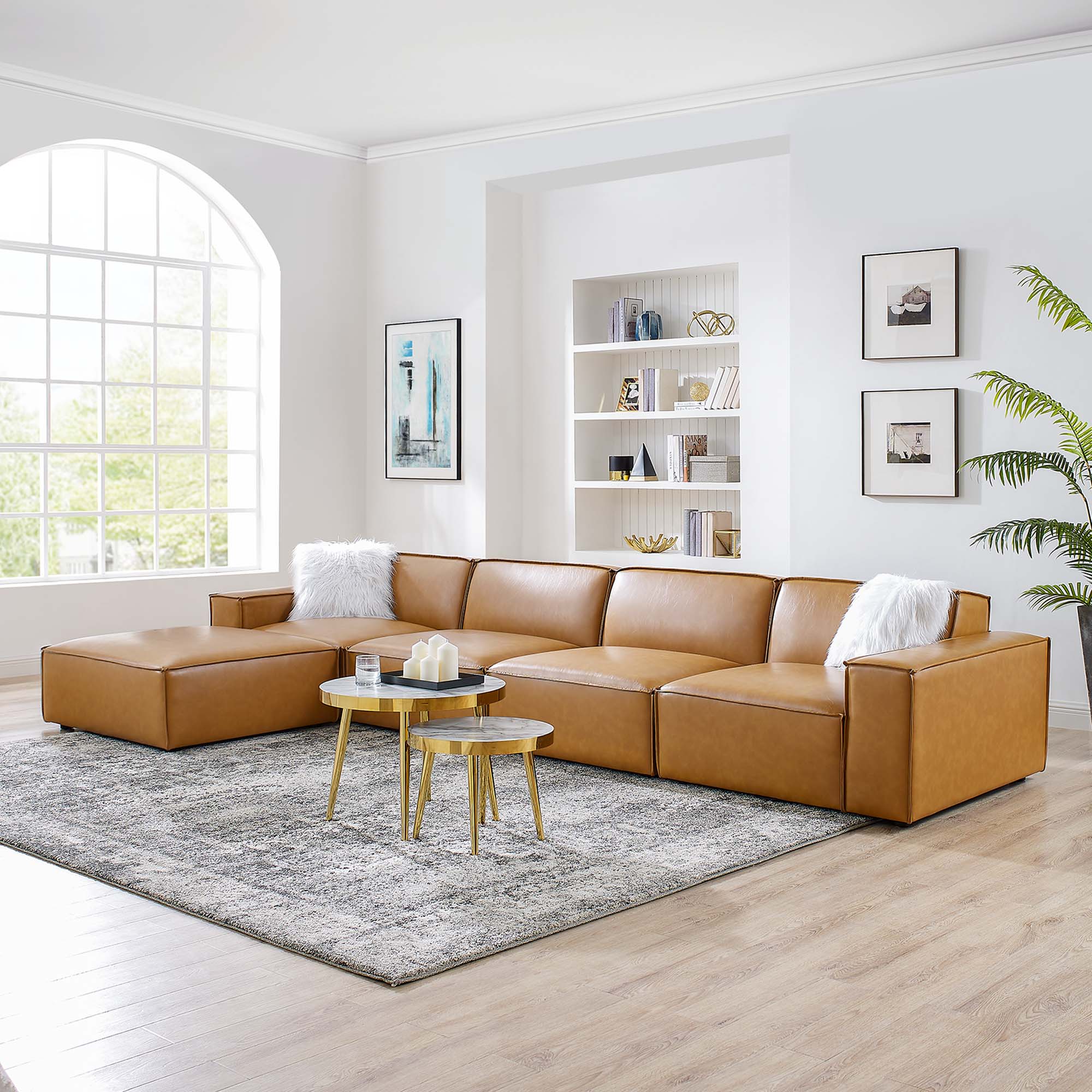 Modway Restore 5-Piece Vegan Leather Sectional Sofa