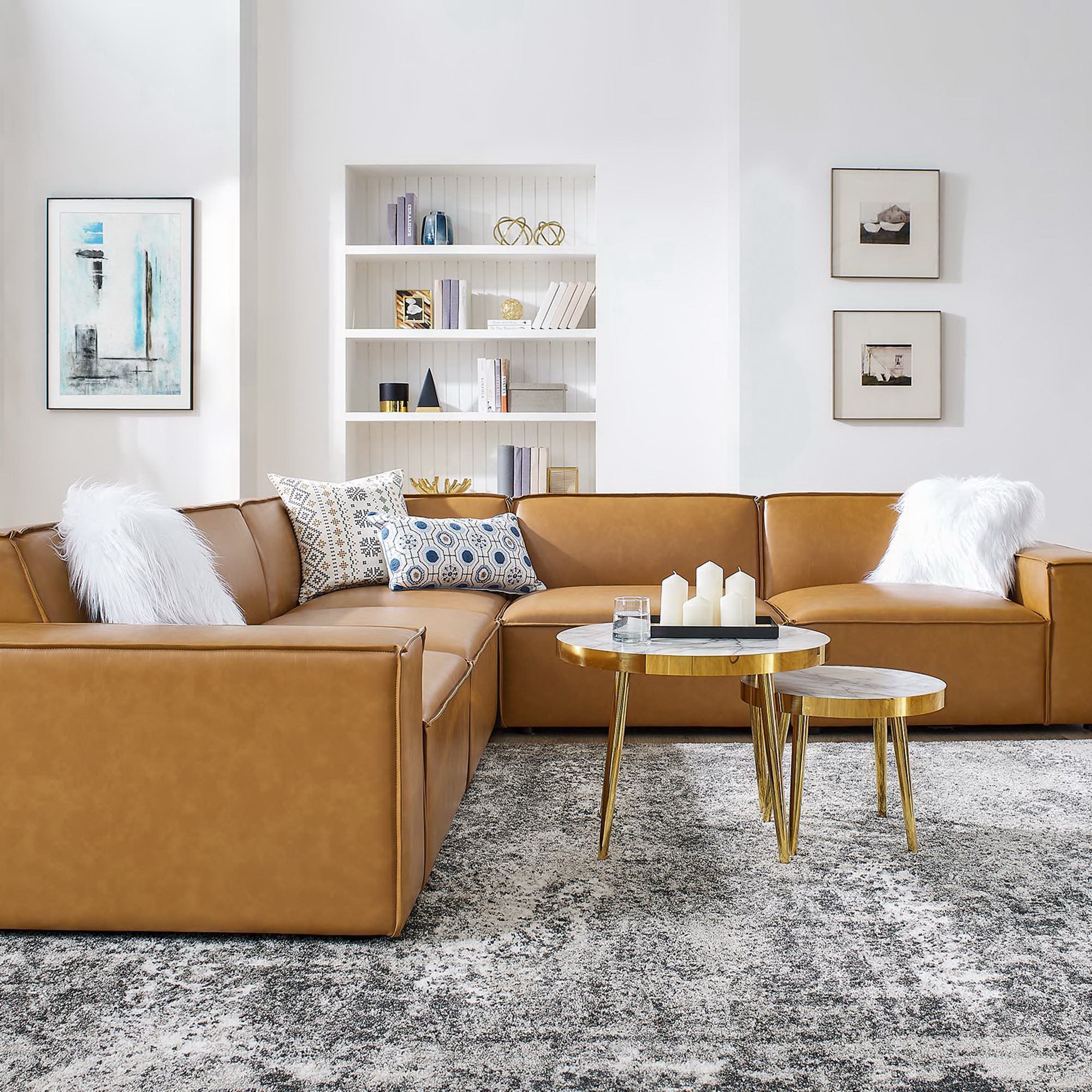 Modway Restore 5-Piece Vegan Leather Sectional Sofa