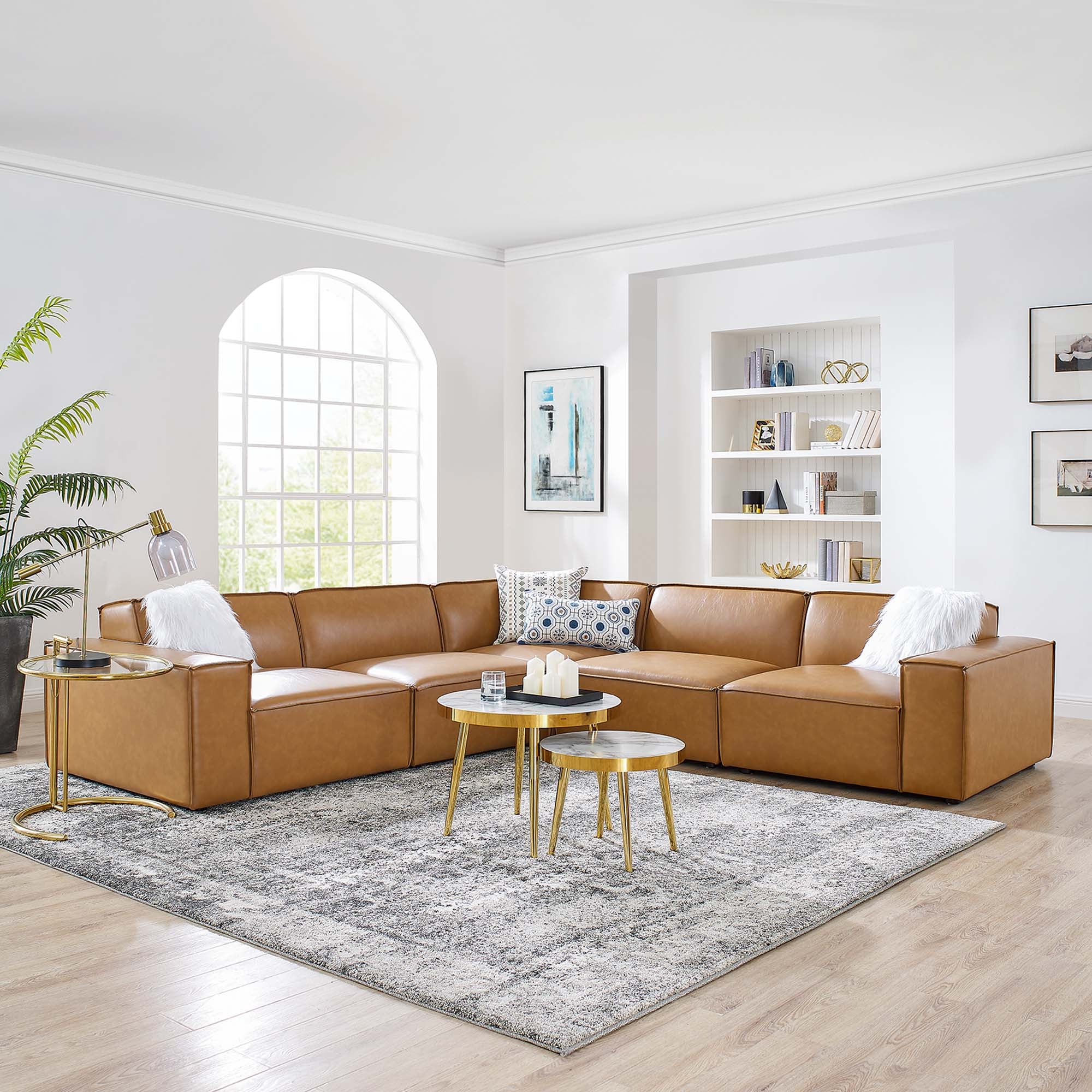 Modway Restore 5-Piece Vegan Leather Sectional Sofa