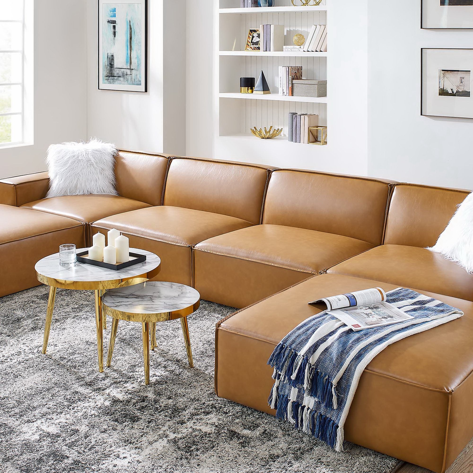 Modway Restore 6-Piece Vegan Leather Sectional Sofa