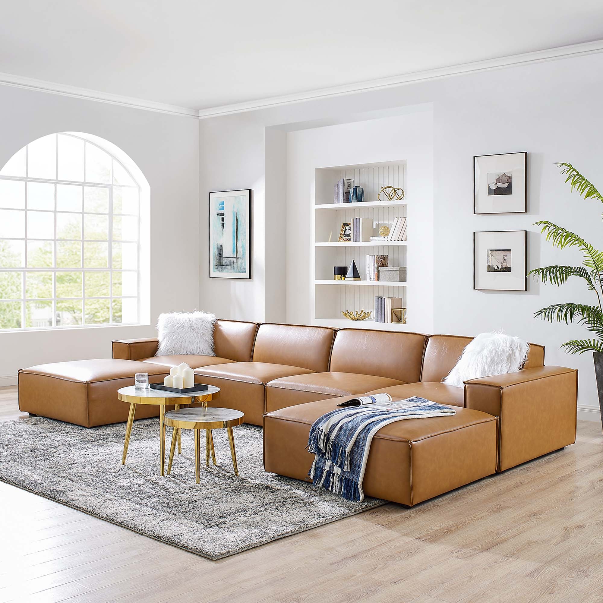 Modway Restore 6-Piece Vegan Leather Sectional Sofa